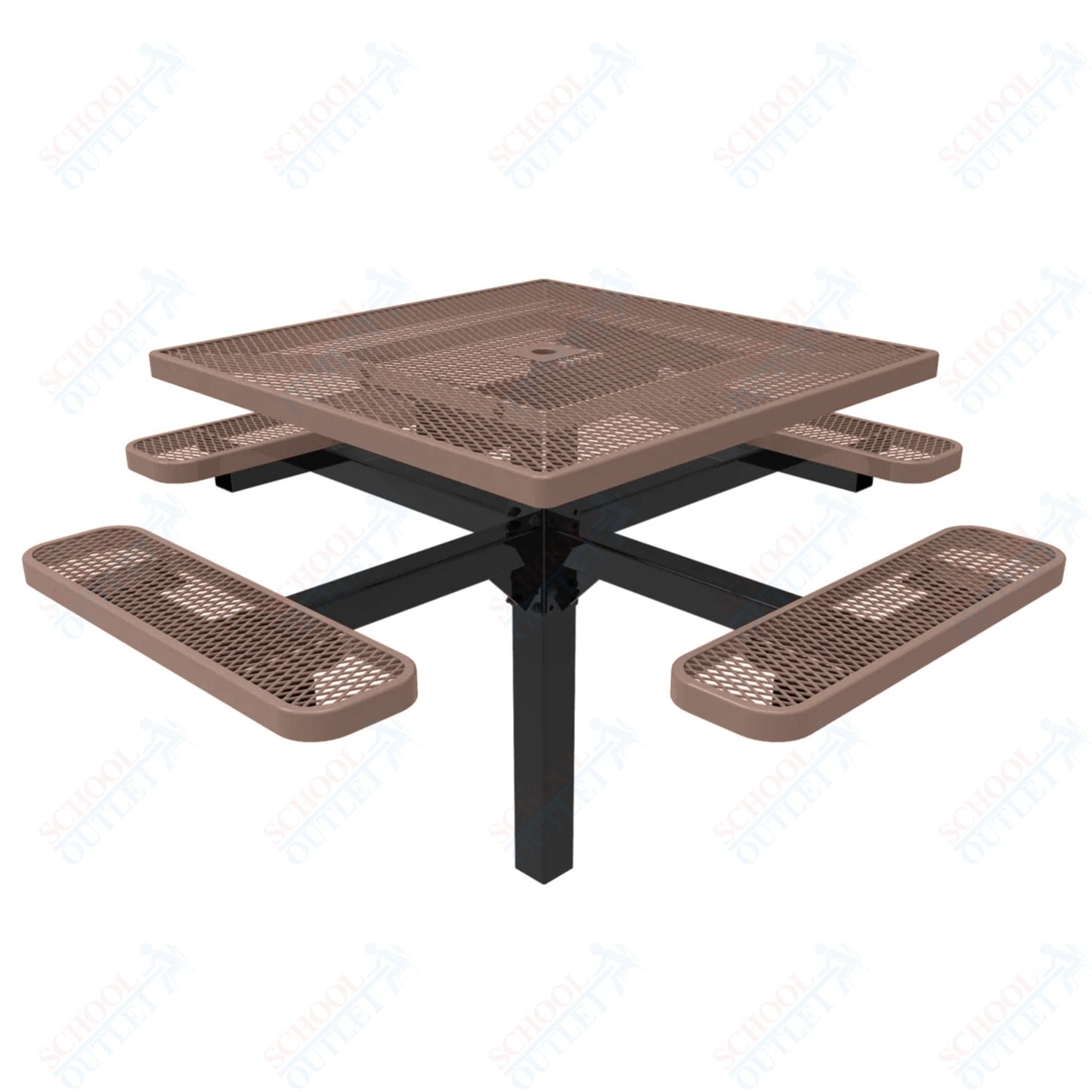 MyTcoat MYT - TSQ46 - 12 46″ Square Pedestal Picnic Table With Inground Mount (76"W x 76"D x 30"H) - SchoolOutlet