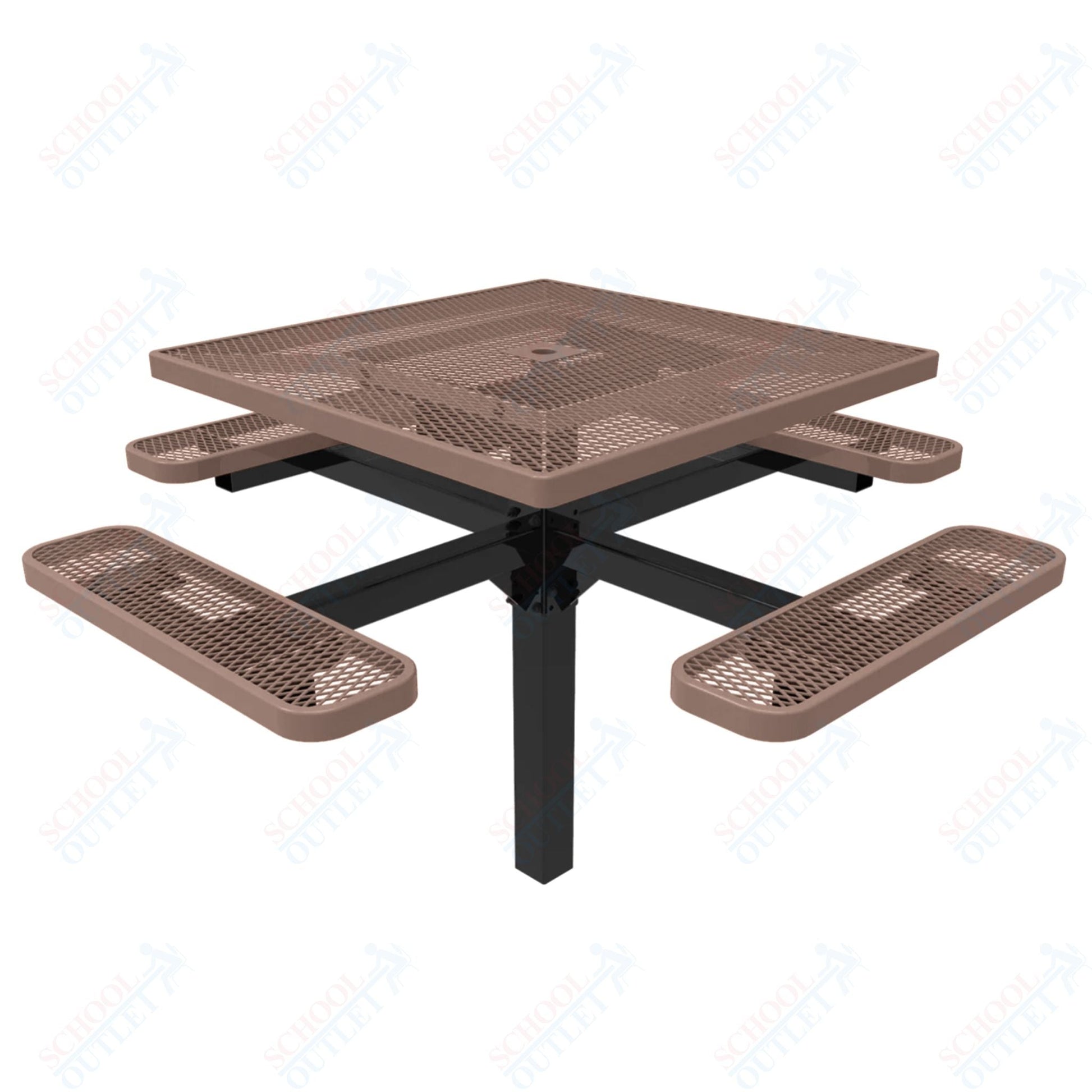 MyTcoat MYT - TSQ46 - 12 46″ Square Pedestal Picnic Table With Inground Mount (76"W x 76"D x 30"H) - SchoolOutlet