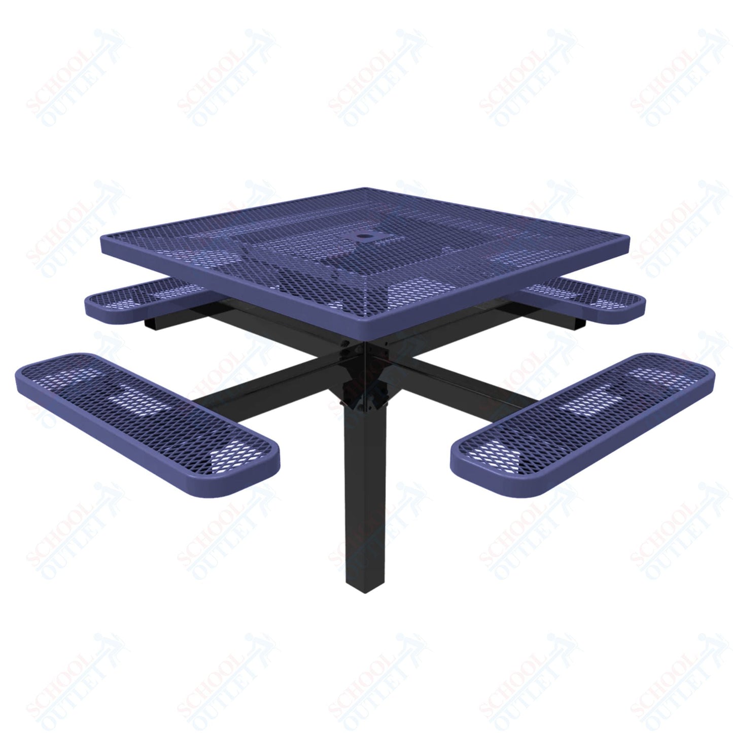 MyTcoat MYT - TSQ46 - 12 46″ Square Pedestal Picnic Table With Inground Mount (76"W x 76"D x 30"H) - SchoolOutlet