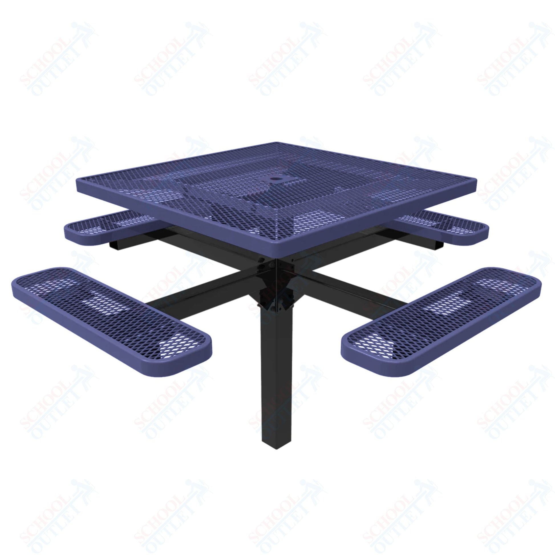 MyTcoat MYT - TSQ46 - 12 46″ Square Pedestal Picnic Table With Inground Mount (76"W x 76"D x 30"H) - SchoolOutlet