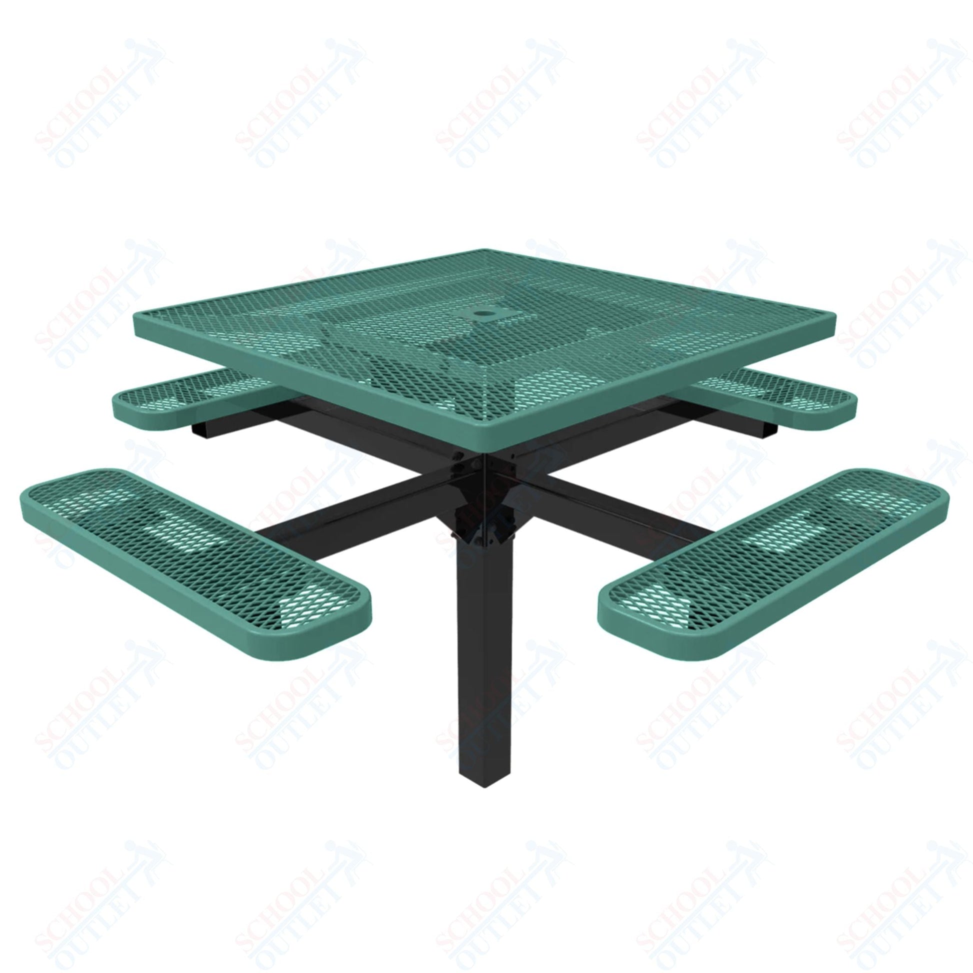 MyTcoat MYT - TSQ46 - 12 46″ Square Pedestal Picnic Table With Inground Mount (76"W x 76"D x 30"H) - SchoolOutlet