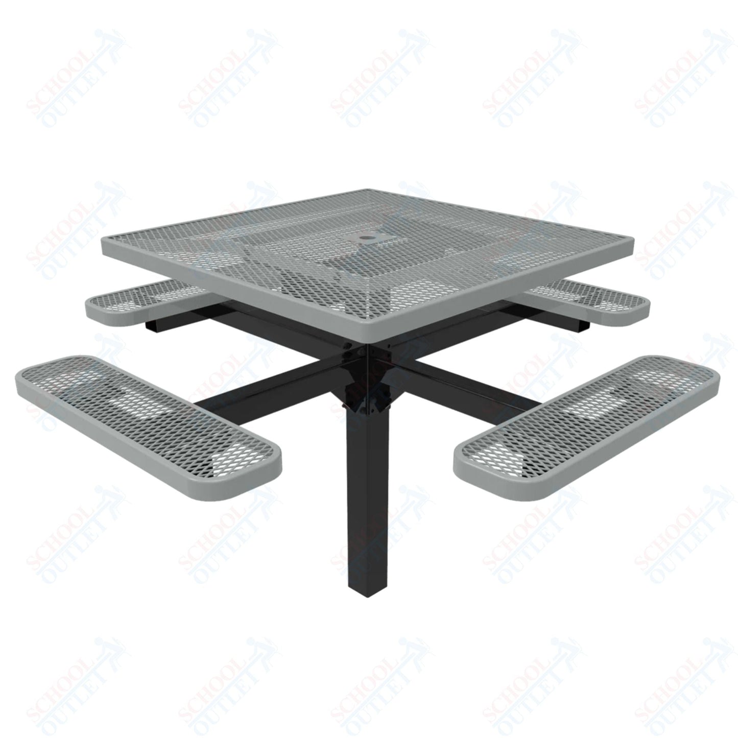 MyTcoat MYT - TSQ46 - 12 46″ Square Pedestal Picnic Table With Inground Mount (76"W x 76"D x 30"H) - SchoolOutlet
