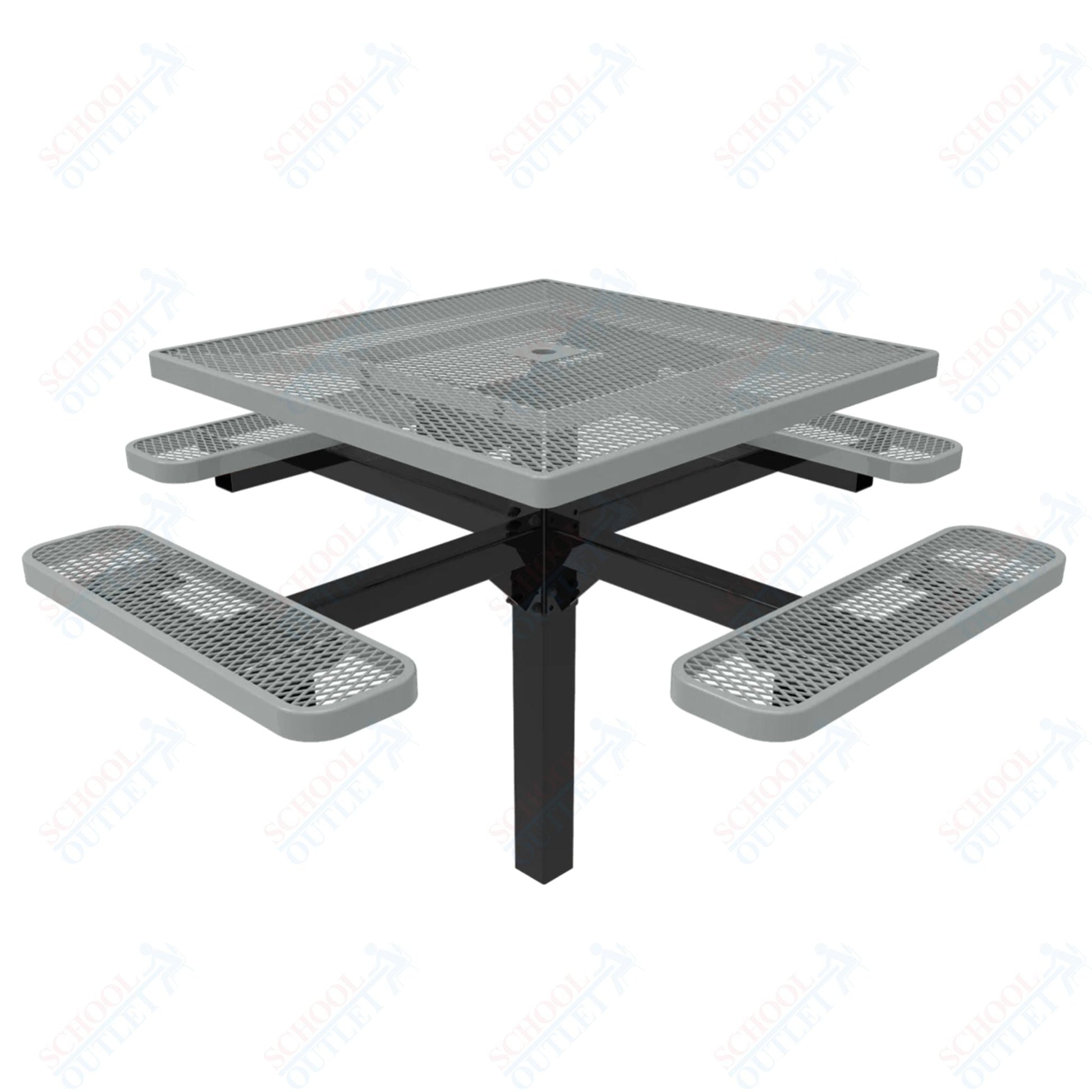 MyTcoat MYT - TSQ46 - 12 46″ Square Pedestal Picnic Table With Inground Mount (76"W x 76"D x 30"H) - SchoolOutlet