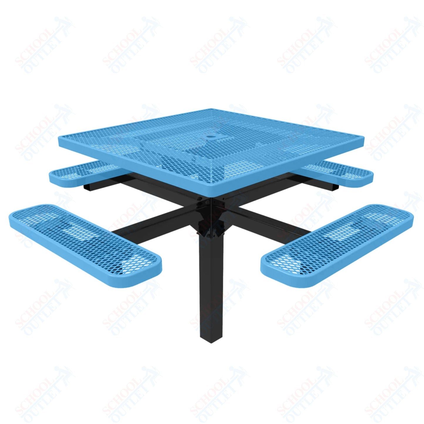 MyTcoat MYT - TSQ46 - 12 46″ Square Pedestal Picnic Table With Inground Mount (76"W x 76"D x 30"H) - SchoolOutlet