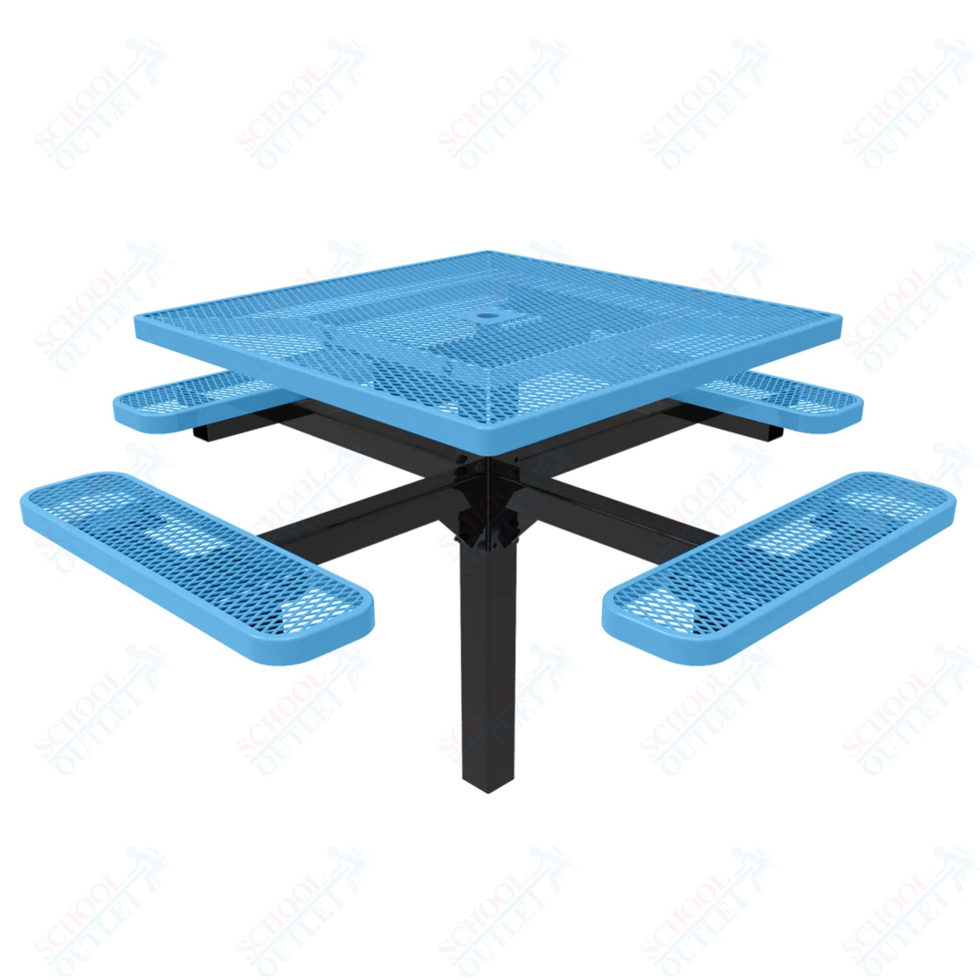 MyTcoat MYT - TSQ46 - 12 46″ Square Pedestal Picnic Table With Inground Mount (76"W x 76"D x 30"H) - SchoolOutlet