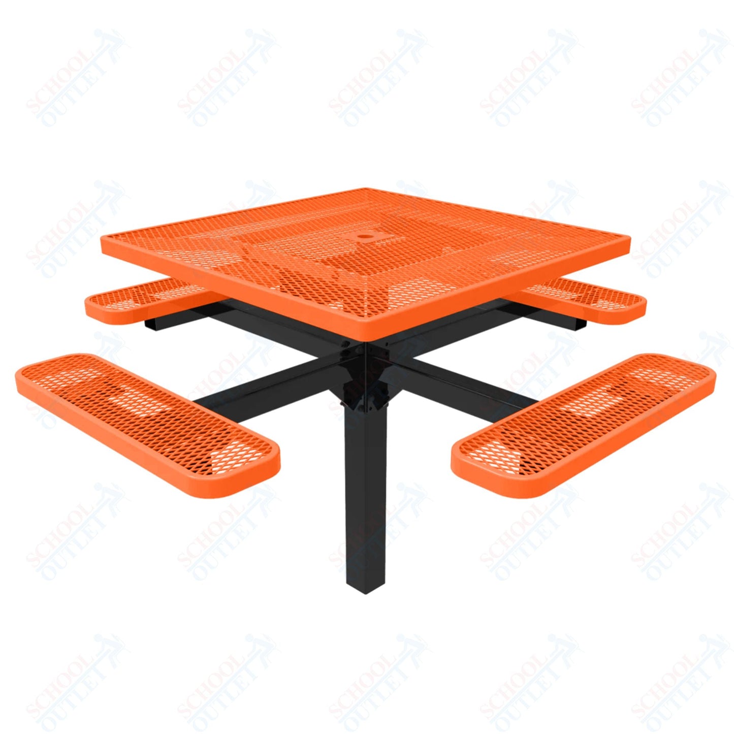 MyTcoat MYT - TSQ46 - 12 46″ Square Pedestal Picnic Table With Inground Mount (76"W x 76"D x 30"H) - SchoolOutlet