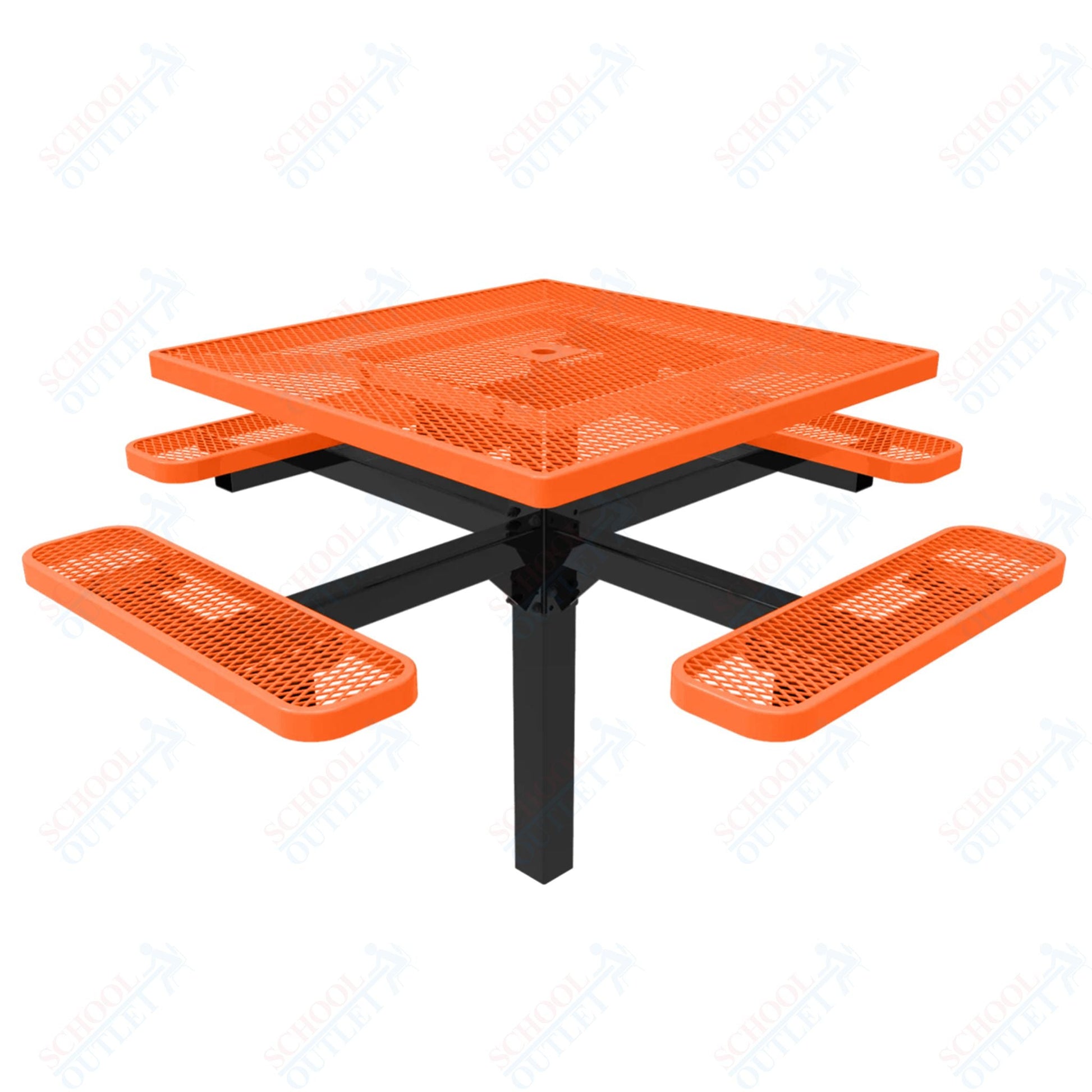 MyTcoat MYT - TSQ46 - 12 46″ Square Pedestal Picnic Table With Inground Mount (76"W x 76"D x 30"H) - SchoolOutlet