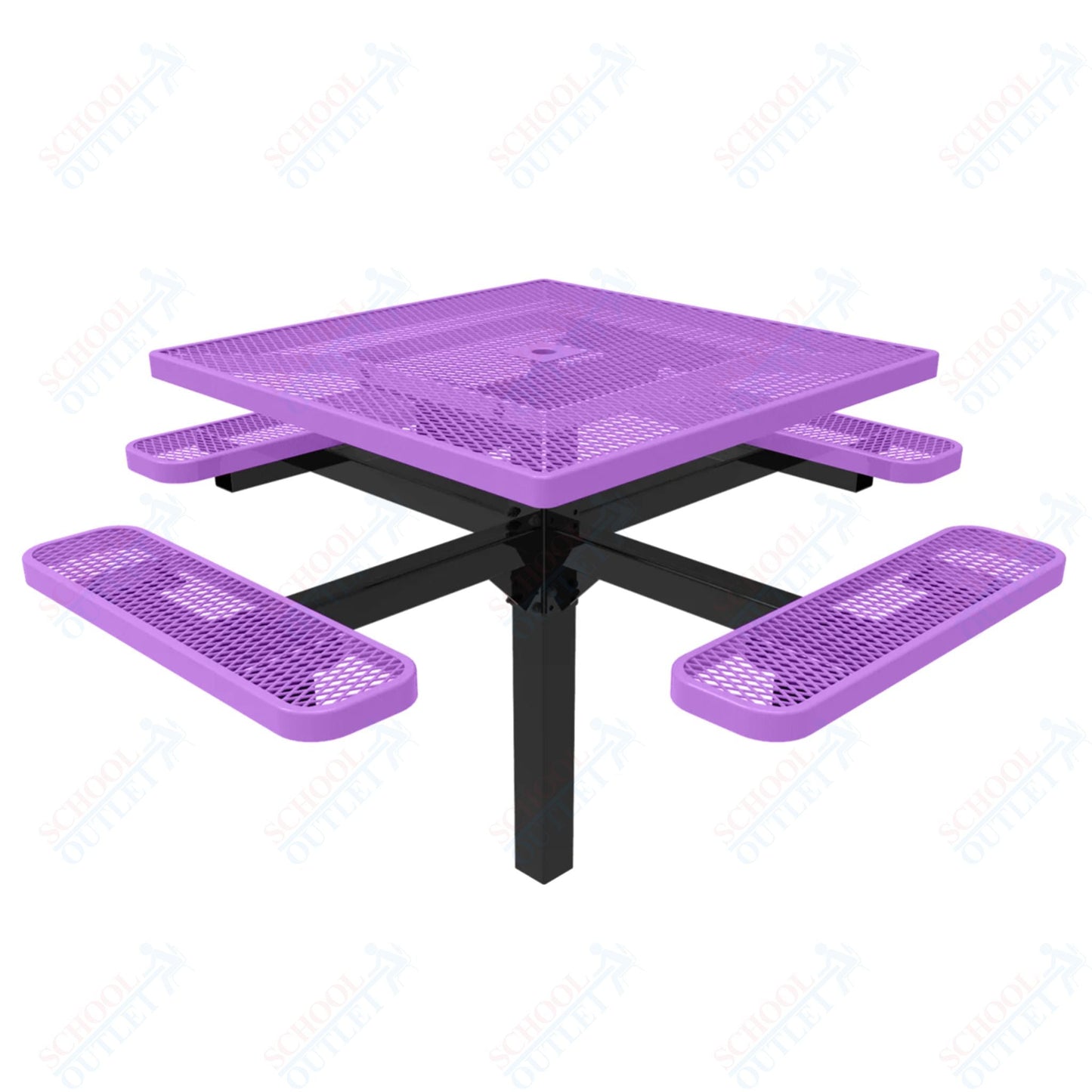 MyTcoat MYT - TSQ46 - 12 46″ Square Pedestal Picnic Table With Inground Mount (76"W x 76"D x 30"H) - SchoolOutlet