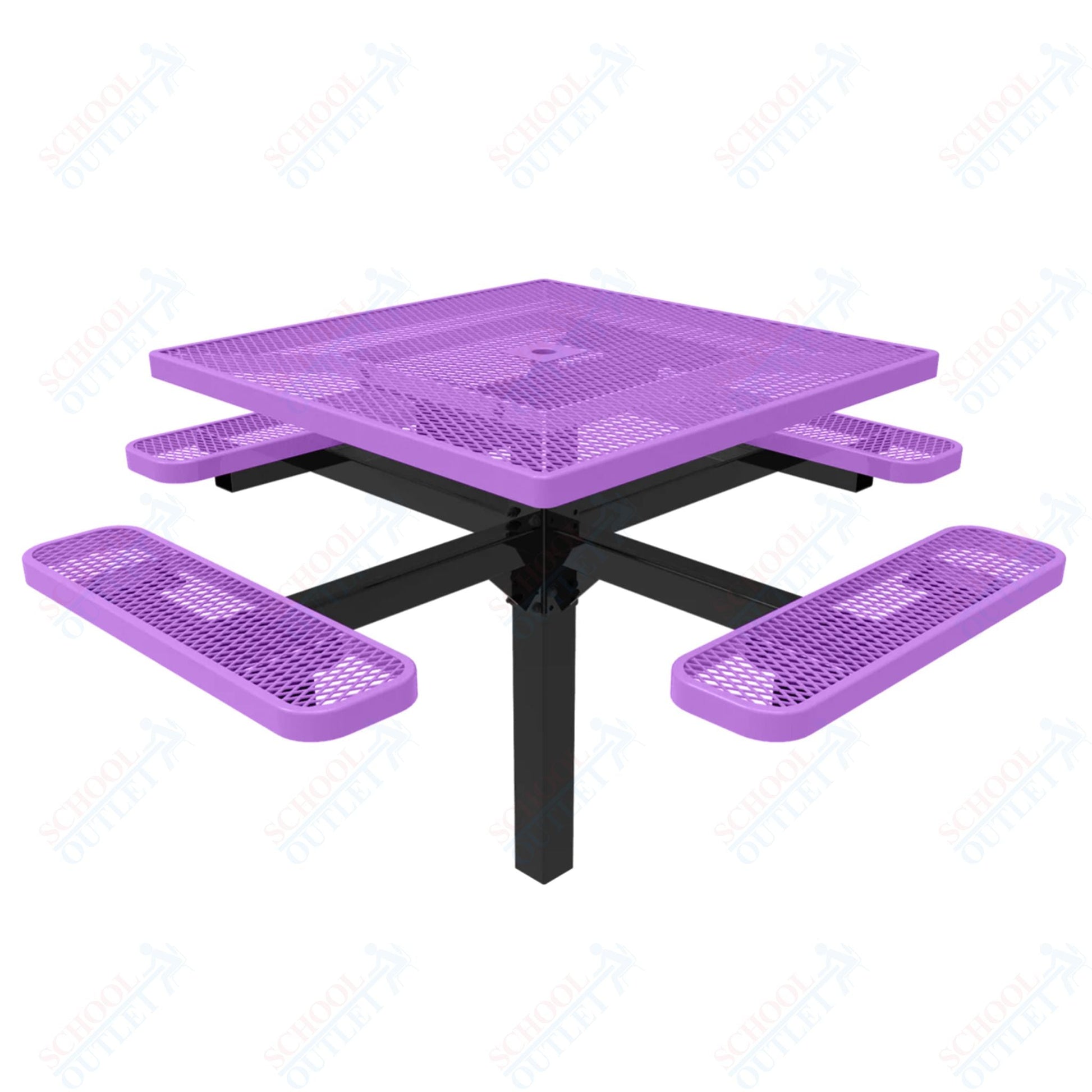 MyTcoat MYT - TSQ46 - 12 46″ Square Pedestal Picnic Table With Inground Mount (76"W x 76"D x 30"H) - SchoolOutlet