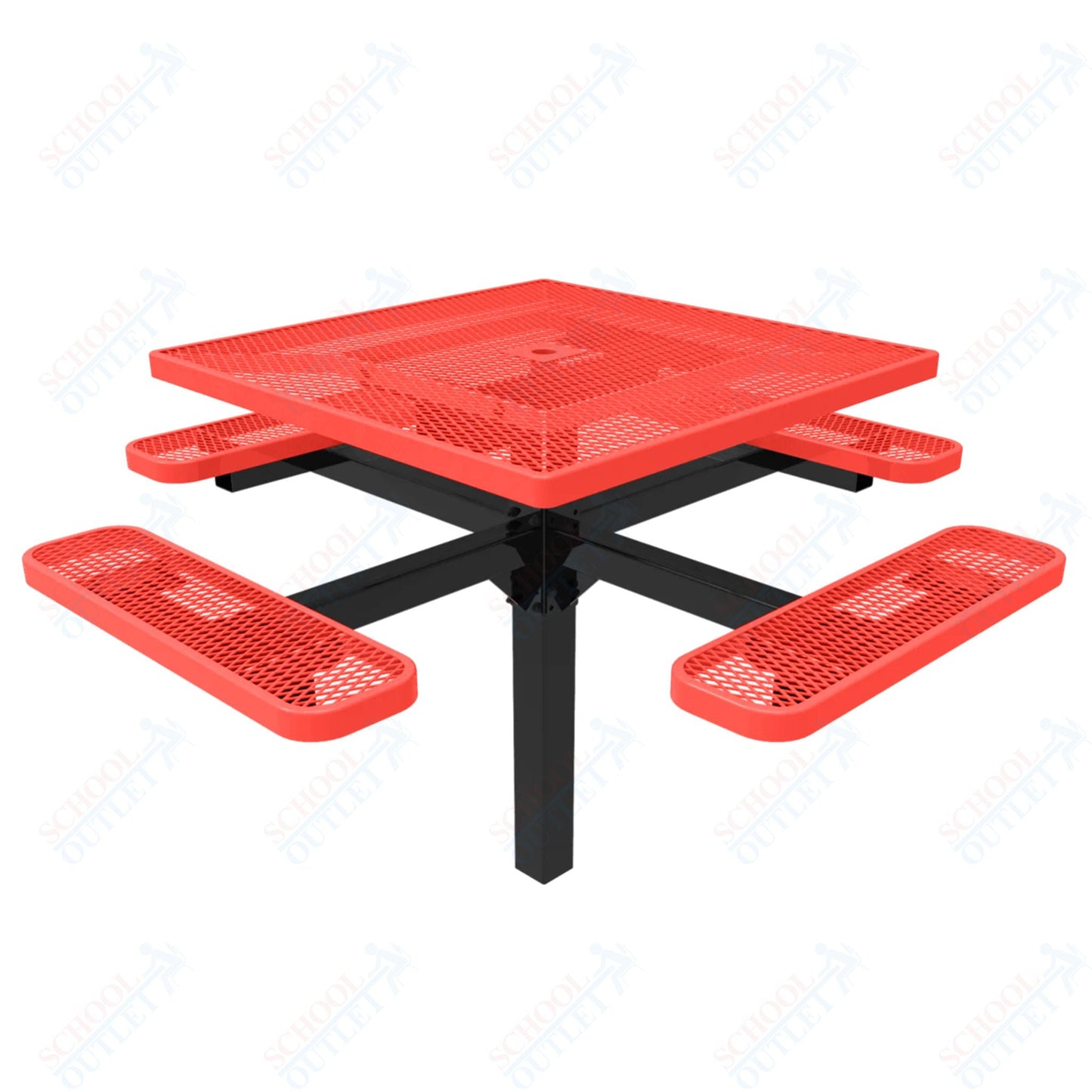 MyTcoat MYT - TSQ46 - 12 46″ Square Pedestal Picnic Table With Inground Mount (76"W x 76"D x 30"H) - SchoolOutlet