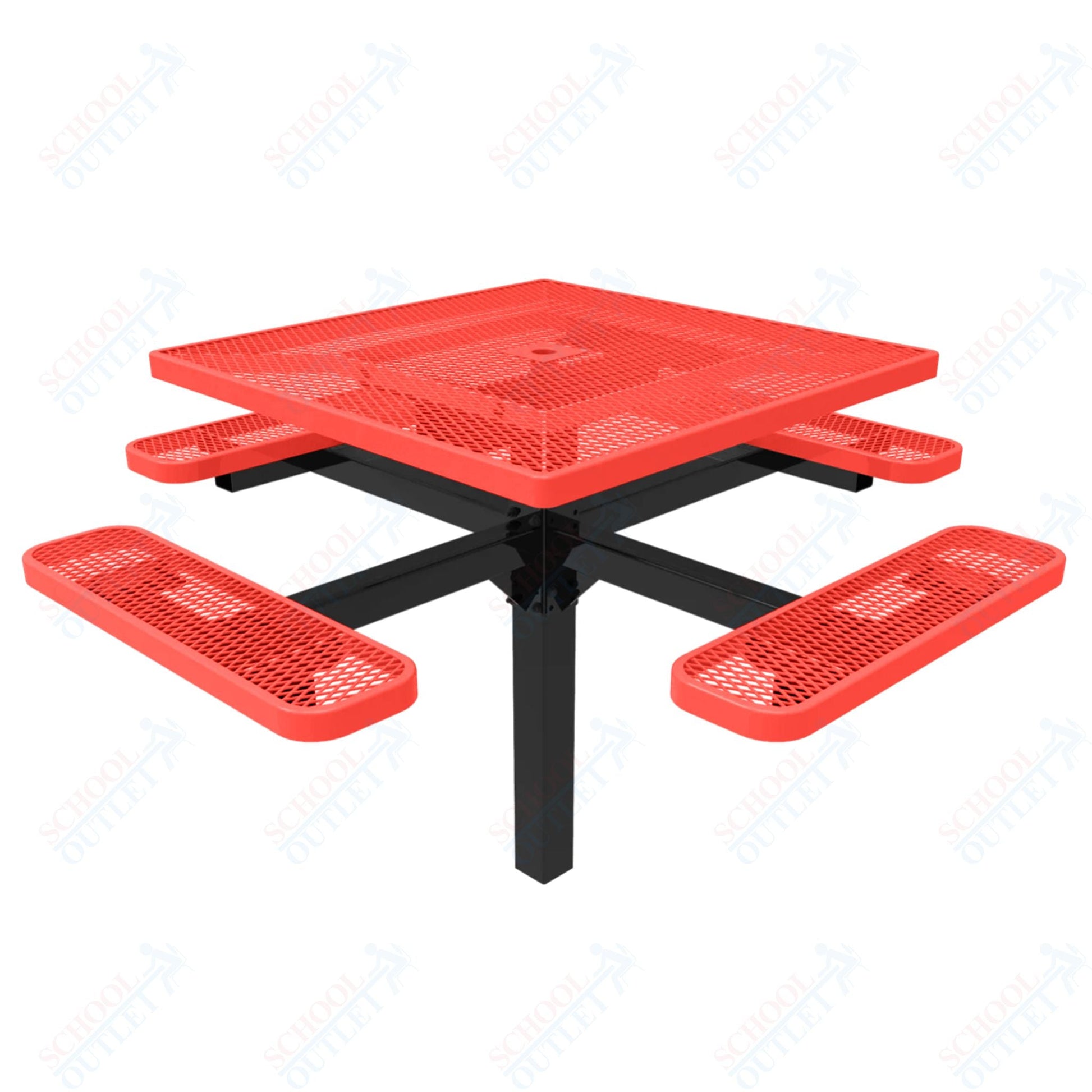 MyTcoat MYT - TSQ46 - 12 46″ Square Pedestal Picnic Table With Inground Mount (76"W x 76"D x 30"H) - SchoolOutlet
