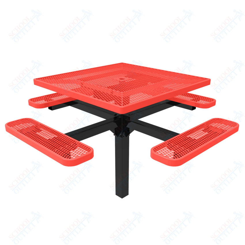 MyTcoat MYT - TSQ46 - 12 46″ Square Pedestal Picnic Table With Inground Mount (76"W x 76"D x 30"H) - SchoolOutlet