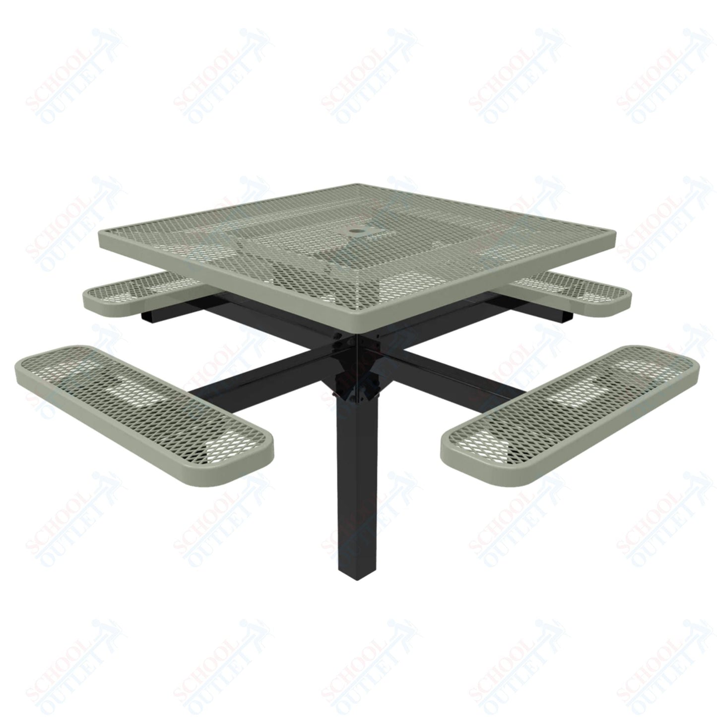 MyTcoat MYT - TSQ46 - 12 46″ Square Pedestal Picnic Table With Inground Mount (76"W x 76"D x 30"H) - SchoolOutlet