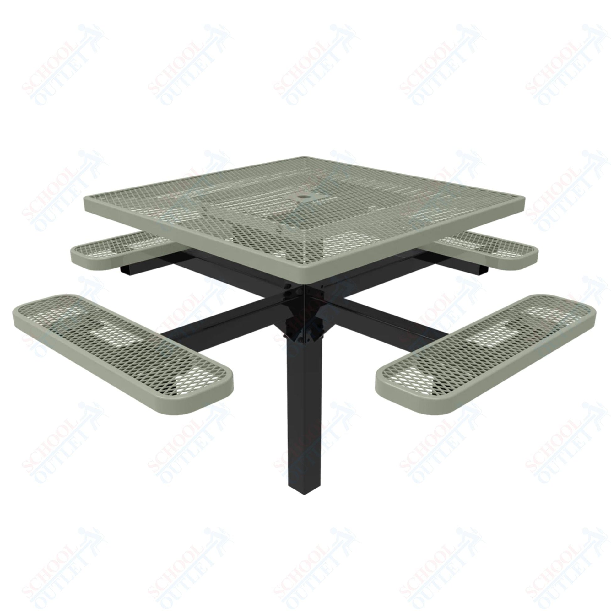 MyTcoat MYT - TSQ46 - 12 46″ Square Pedestal Picnic Table With Inground Mount (76"W x 76"D x 30"H) - SchoolOutlet
