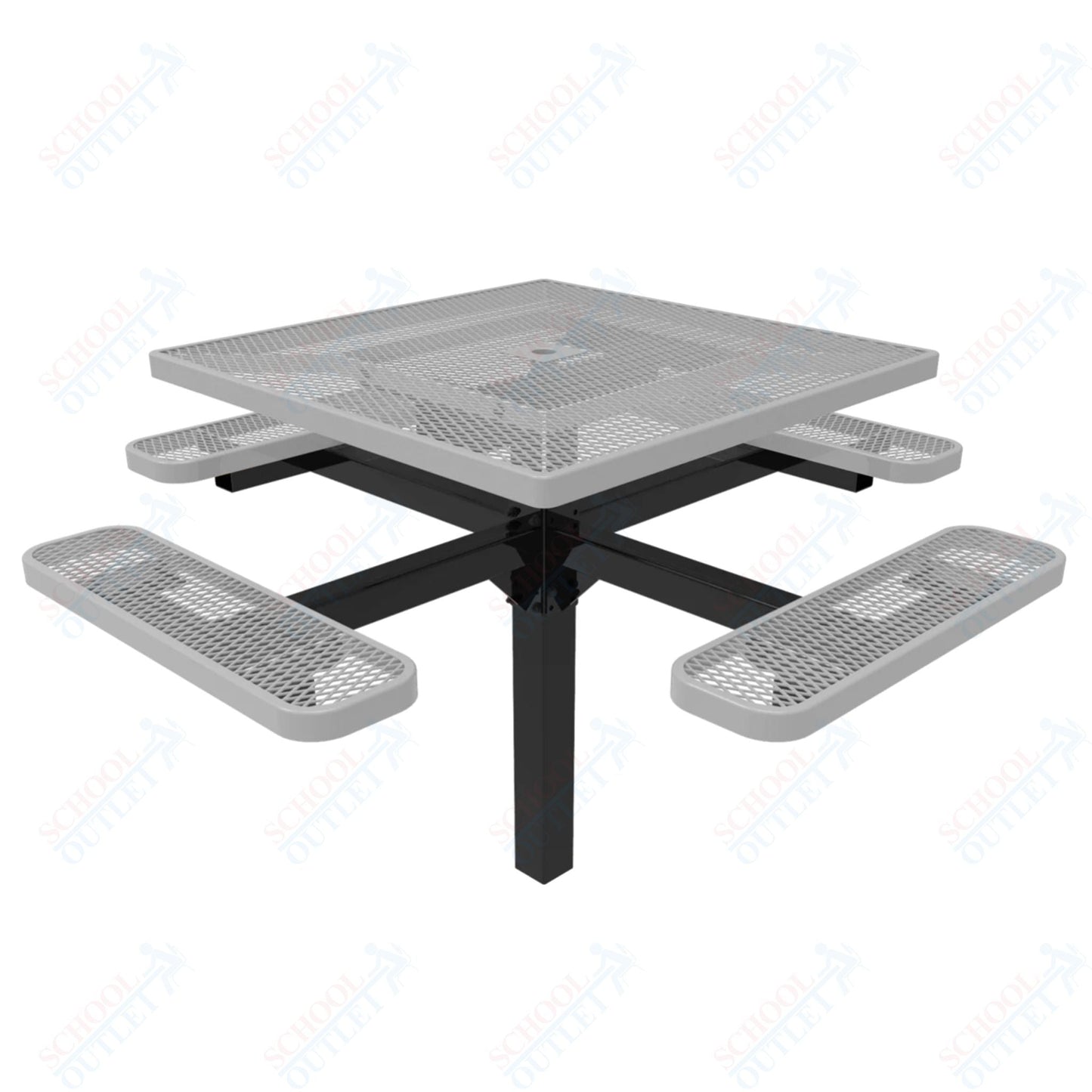 MyTcoat MYT - TSQ46 - 12 46″ Square Pedestal Picnic Table With Inground Mount (76"W x 76"D x 30"H) - SchoolOutlet