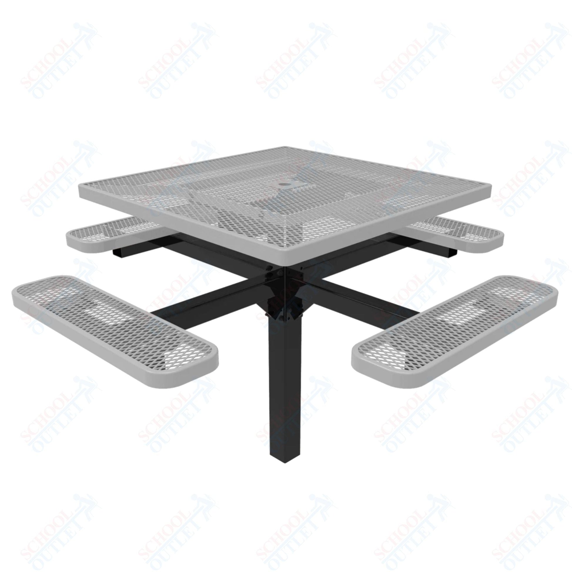 MyTcoat MYT - TSQ46 - 12 46″ Square Pedestal Picnic Table With Inground Mount (76"W x 76"D x 30"H) - SchoolOutlet