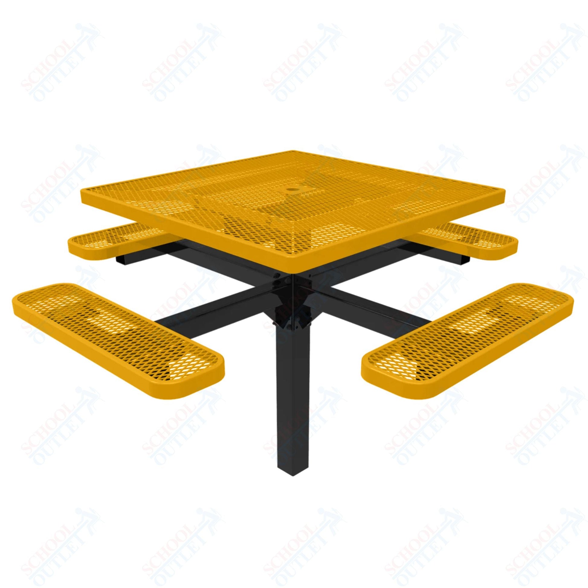 MyTcoat MYT - TSQ46 - 12 46″ Square Pedestal Picnic Table With Inground Mount (76"W x 76"D x 30"H) - SchoolOutlet