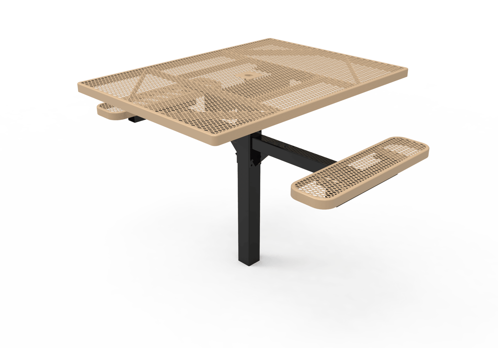 MyTcoat MYT-TSQ46-16-012 46″ Square Pedestal Picnic Table with Inground Mount, 2 Seat and Alternate ADA Accessible (77"W x 63"D x 30"H) - SchoolOutlet