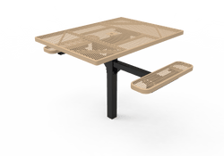 MyTcoat MYT-TSQ46-16-012 46″ Square Pedestal Picnic Table with Inground Mount, 2 Seat and Alternate ADA Accessible (77"W x 63"D x 30"H)
