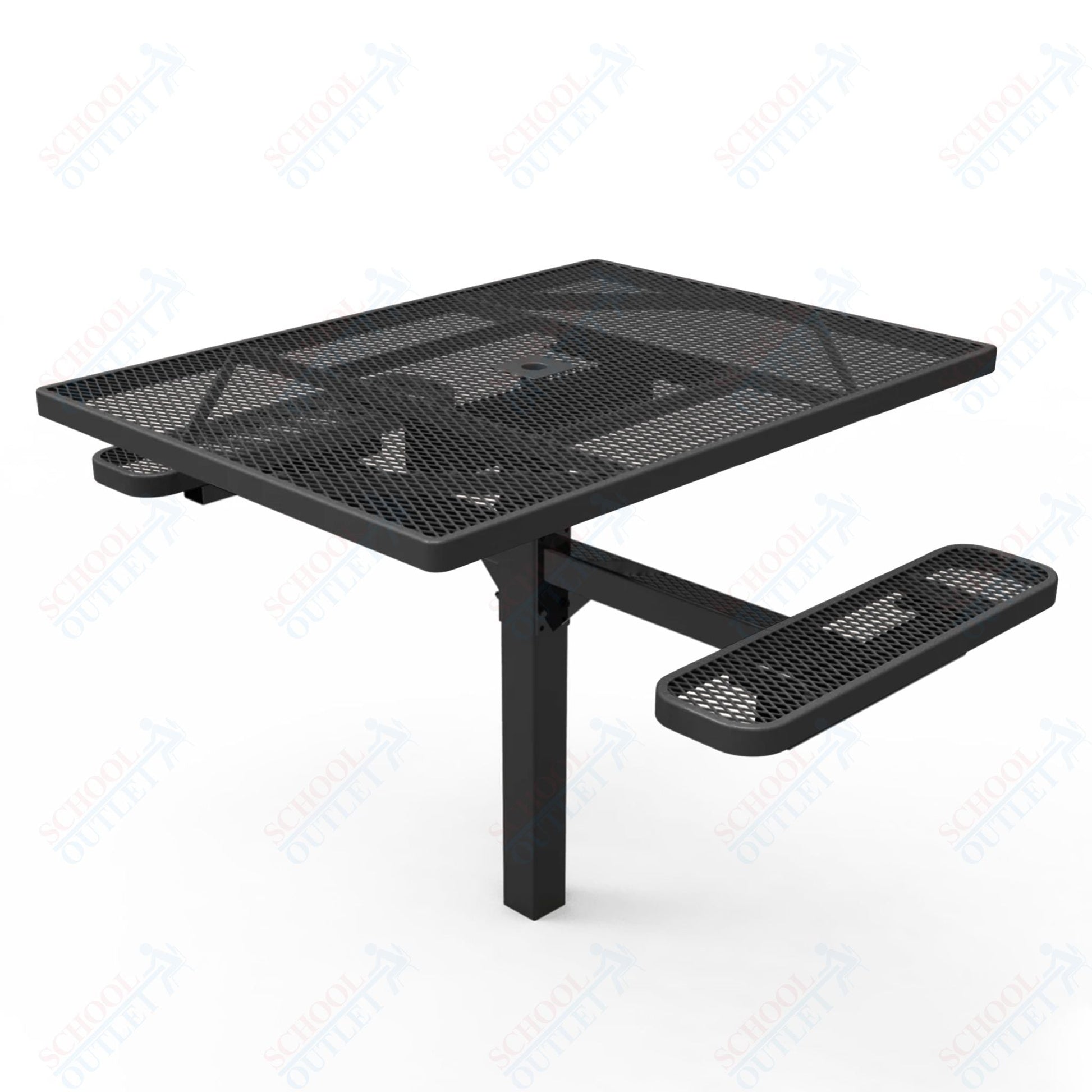 MyTcoat MYT - TSQ46 - 16 - 012 46″ Square Pedestal Picnic Table with Inground Mount, 2 Seat and Alternate ADA Accessible (77"W x 63"D x 30"H) - SchoolOutlet
