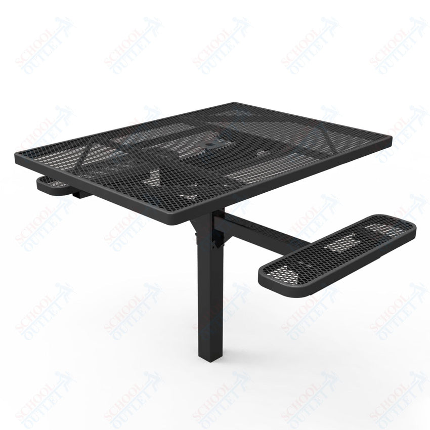 MyTcoat MYT - TSQ46 - 16 - 012 46″ Square Pedestal Picnic Table with Inground Mount, 2 Seat and Alternate ADA Accessible (77"W x 63"D x 30"H) - SchoolOutlet