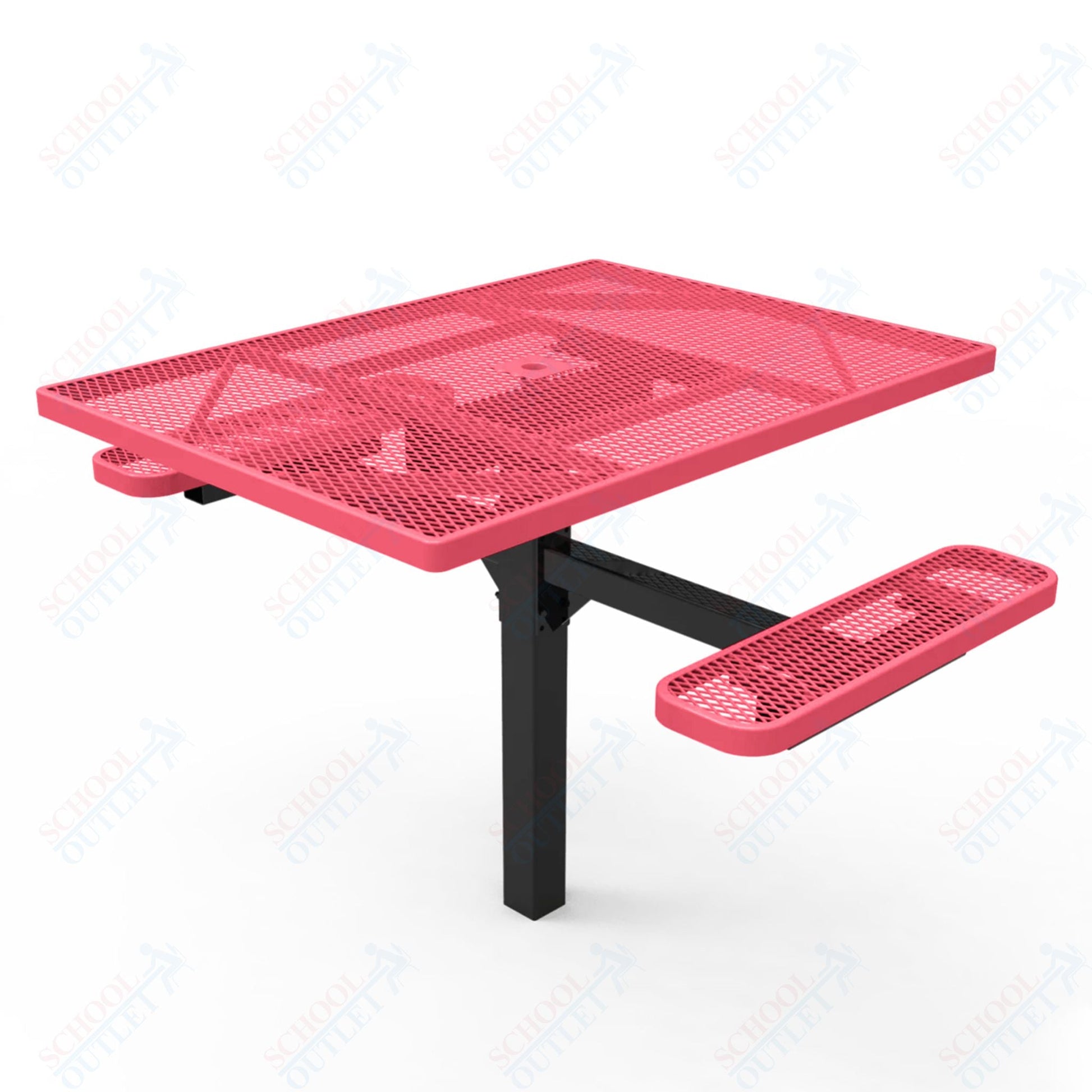 MyTcoat MYT - TSQ46 - 16 - 012 46″ Square Pedestal Picnic Table with Inground Mount, 2 Seat and Alternate ADA Accessible (77"W x 63"D x 30"H) - SchoolOutlet