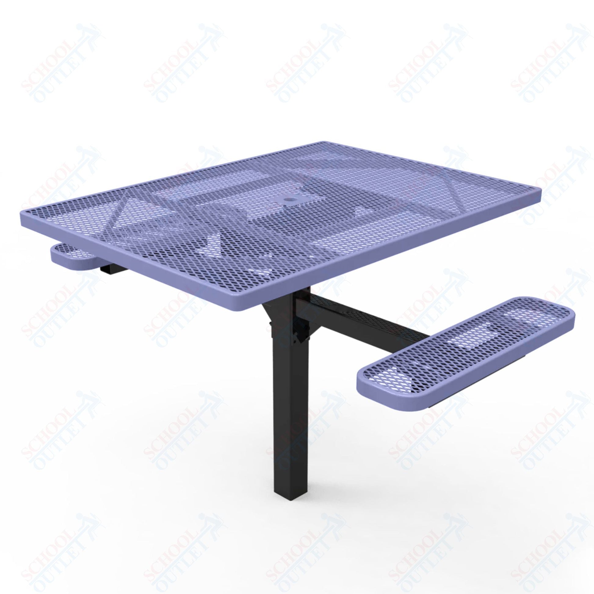MyTcoat MYT - TSQ46 - 16 - 012 46″ Square Pedestal Picnic Table with Inground Mount, 2 Seat and Alternate ADA Accessible (77"W x 63"D x 30"H) - SchoolOutlet