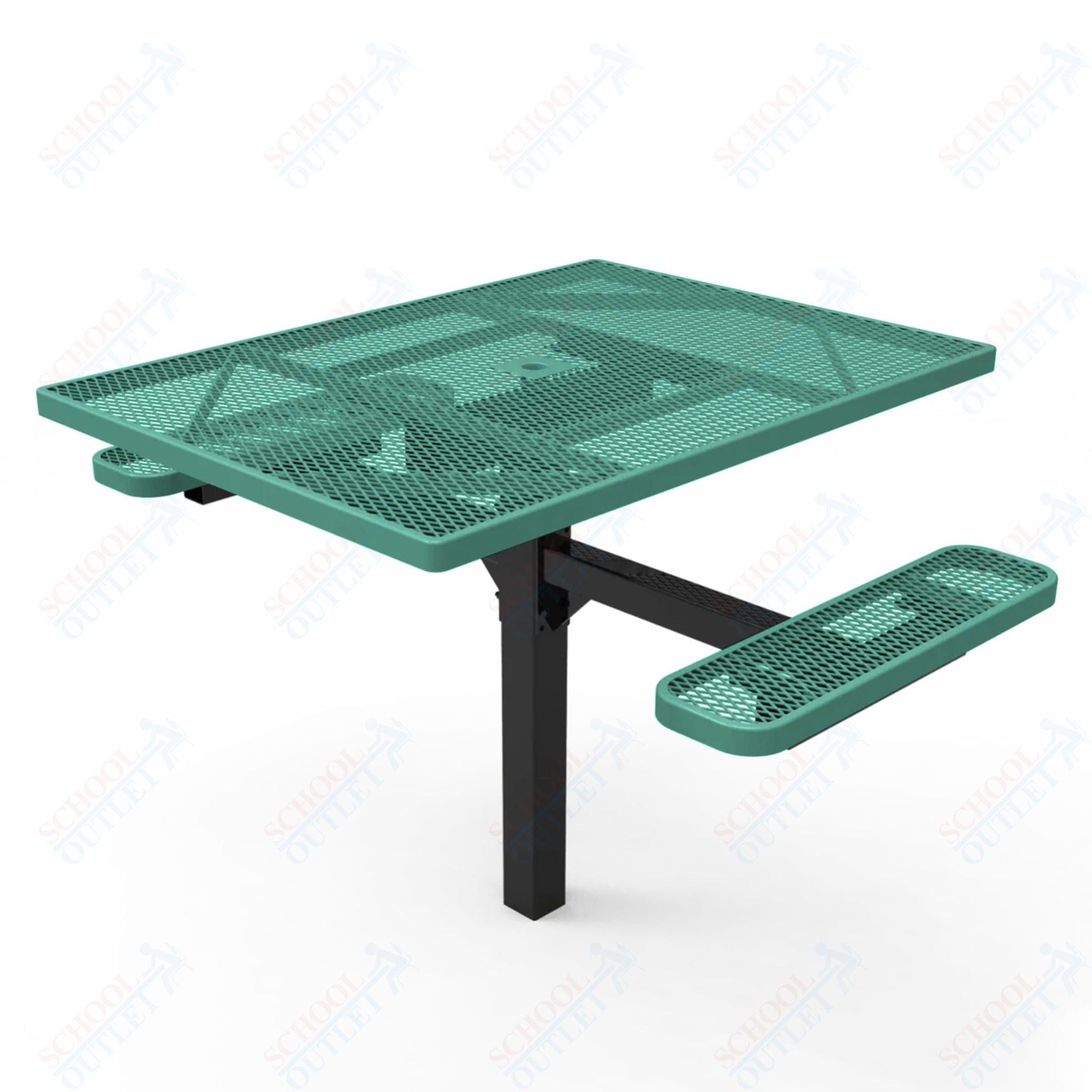 MyTcoat MYT - TSQ46 - 16 - 012 46″ Square Pedestal Picnic Table with Inground Mount, 2 Seat and Alternate ADA Accessible (77"W x 63"D x 30"H) - SchoolOutlet