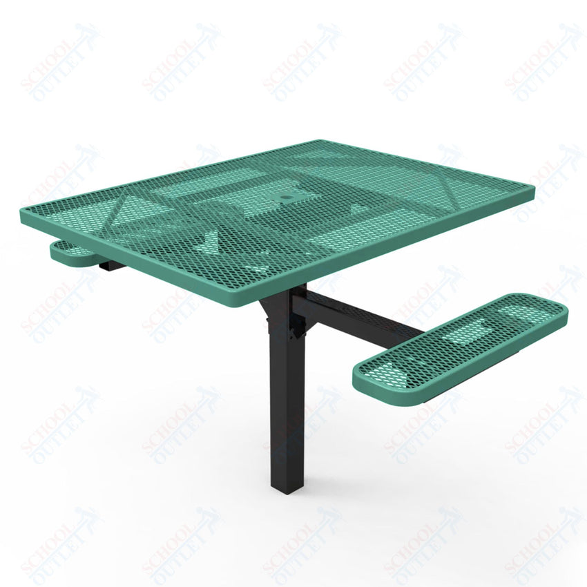 MyTcoat MYT - TSQ46 - 16 - 012 46″ Square Pedestal Picnic Table with Inground Mount, 2 Seat and Alternate ADA Accessible (77"W x 63"D x 30"H) - SchoolOutlet