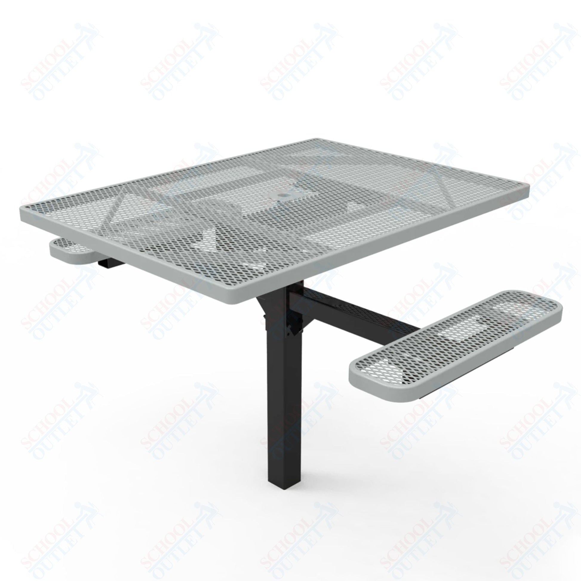 MyTcoat MYT - TSQ46 - 16 - 012 46″ Square Pedestal Picnic Table with Inground Mount, 2 Seat and Alternate ADA Accessible (77"W x 63"D x 30"H) - SchoolOutlet