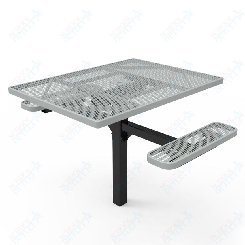MyTcoat MYT - TSQ46 - 16 - 012 46″ Square Pedestal Picnic Table with Inground Mount, 2 Seat and Alternate ADA Accessible (77"W x 63"D x 30"H) - SchoolOutlet