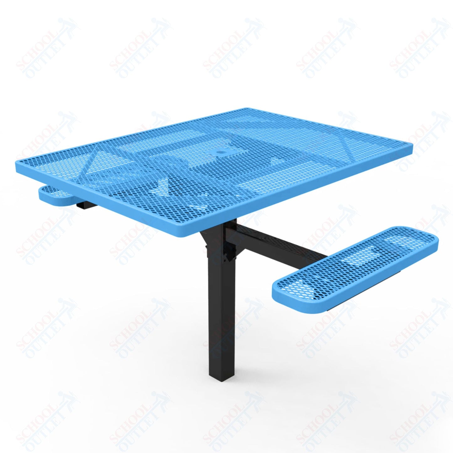 MyTcoat MYT - TSQ46 - 16 - 012 46″ Square Pedestal Picnic Table with Inground Mount, 2 Seat and Alternate ADA Accessible (77"W x 63"D x 30"H) - SchoolOutlet