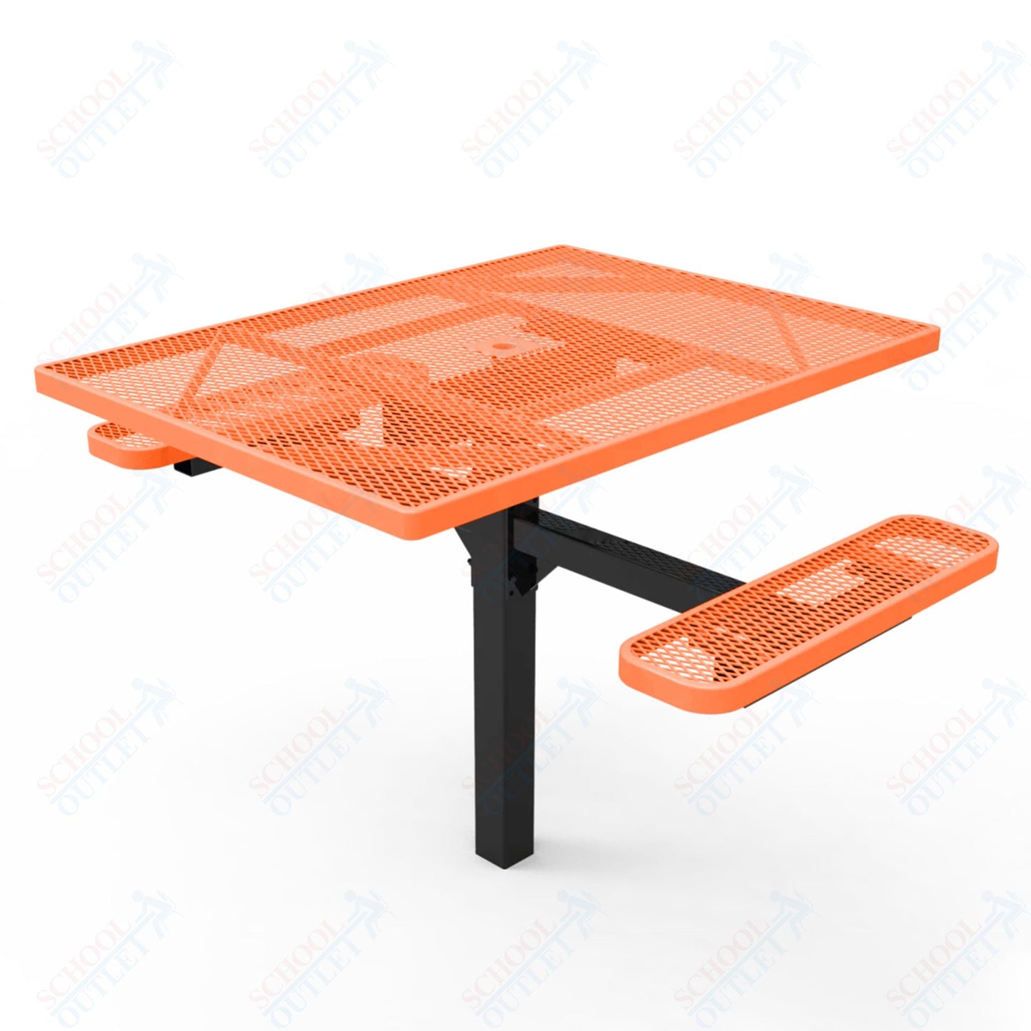 MyTcoat MYT - TSQ46 - 16 - 012 46″ Square Pedestal Picnic Table with Inground Mount, 2 Seat and Alternate ADA Accessible (77"W x 63"D x 30"H) - SchoolOutlet