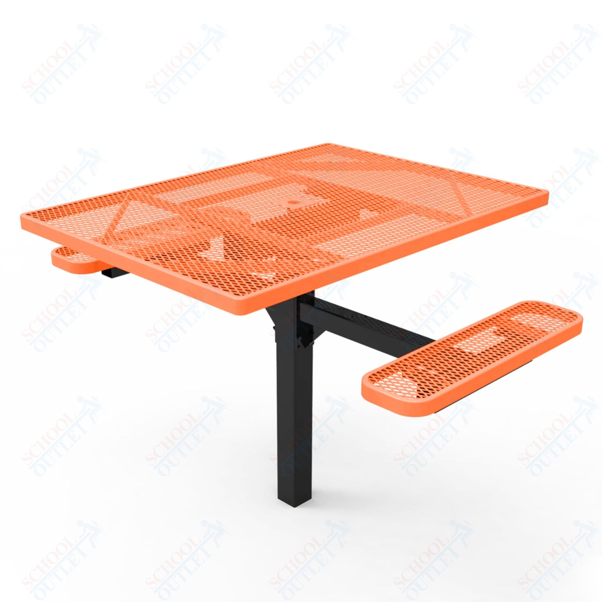 MyTcoat MYT - TSQ46 - 16 - 012 46″ Square Pedestal Picnic Table with Inground Mount, 2 Seat and Alternate ADA Accessible (77"W x 63"D x 30"H) - SchoolOutlet