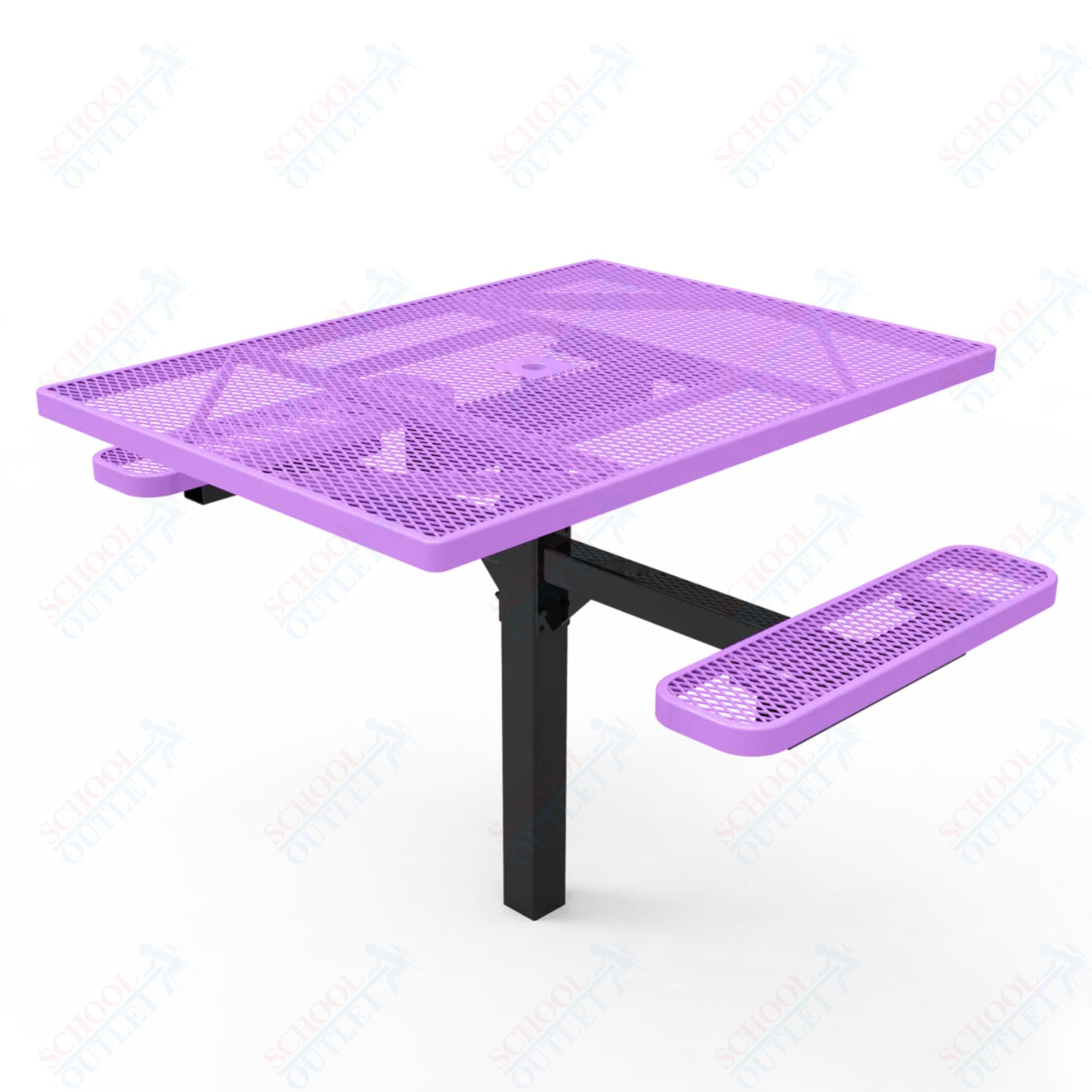 MyTcoat MYT - TSQ46 - 16 - 012 46″ Square Pedestal Picnic Table with Inground Mount, 2 Seat and Alternate ADA Accessible (77"W x 63"D x 30"H) - SchoolOutlet