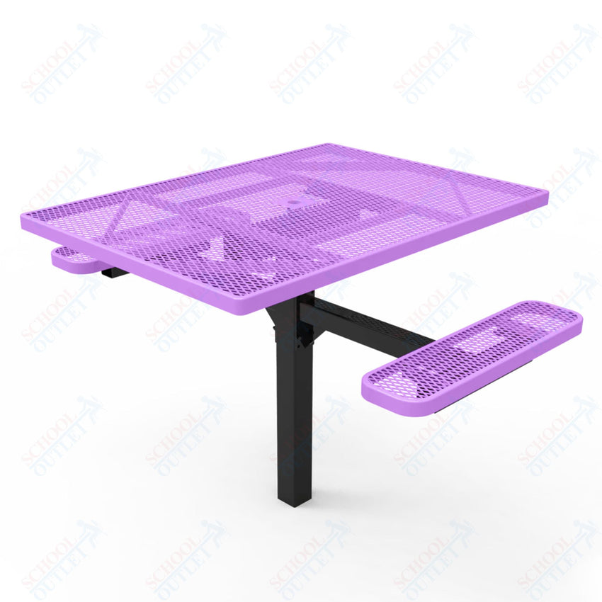 MyTcoat MYT - TSQ46 - 16 - 012 46″ Square Pedestal Picnic Table with Inground Mount, 2 Seat and Alternate ADA Accessible (77"W x 63"D x 30"H) - SchoolOutlet