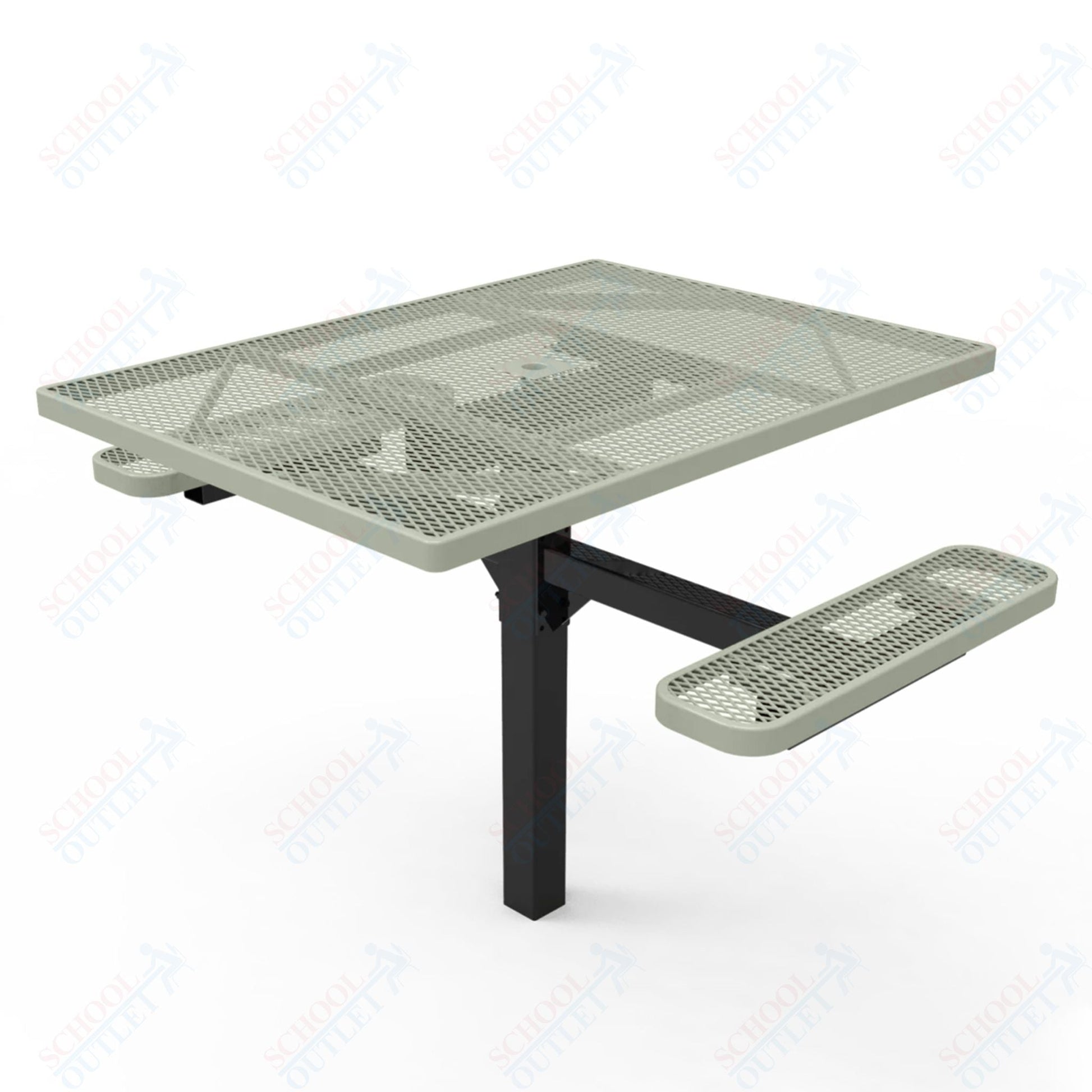 MyTcoat MYT - TSQ46 - 16 - 012 46″ Square Pedestal Picnic Table with Inground Mount, 2 Seat and Alternate ADA Accessible (77"W x 63"D x 30"H) - SchoolOutlet