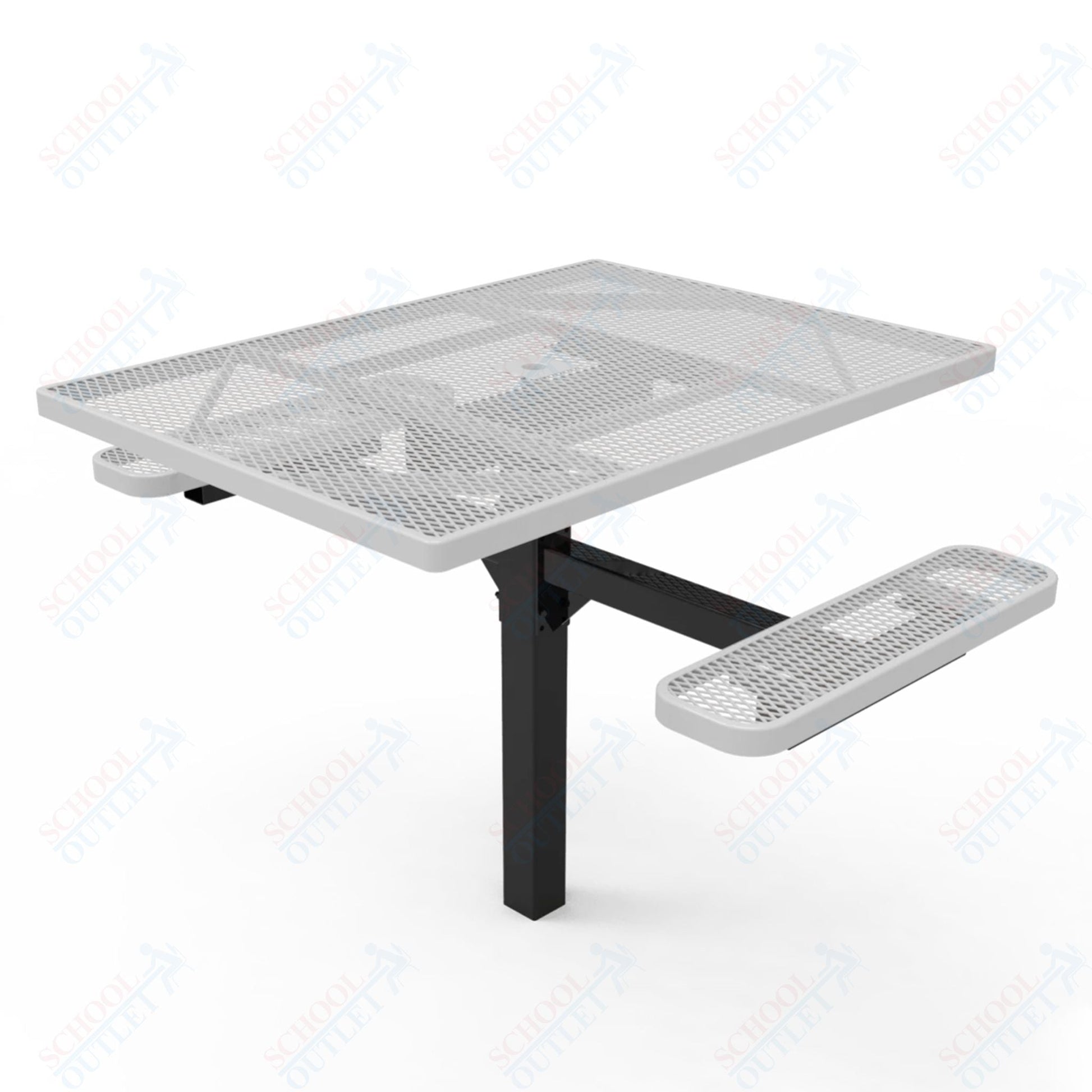 MyTcoat MYT - TSQ46 - 16 - 012 46″ Square Pedestal Picnic Table with Inground Mount, 2 Seat and Alternate ADA Accessible (77"W x 63"D x 30"H) - SchoolOutlet