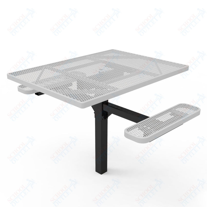 MyTcoat MYT - TSQ46 - 16 - 012 46″ Square Pedestal Picnic Table with Inground Mount, 2 Seat and Alternate ADA Accessible (77"W x 63"D x 30"H) - SchoolOutlet