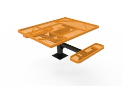 MyTcoat MYT-TSQ46-17-012 46″ Square Pedestal Picnic Table with Surface Mount, 2 Seat and Alternate ADA Accessible (77"W x 63"D x 30"H)
