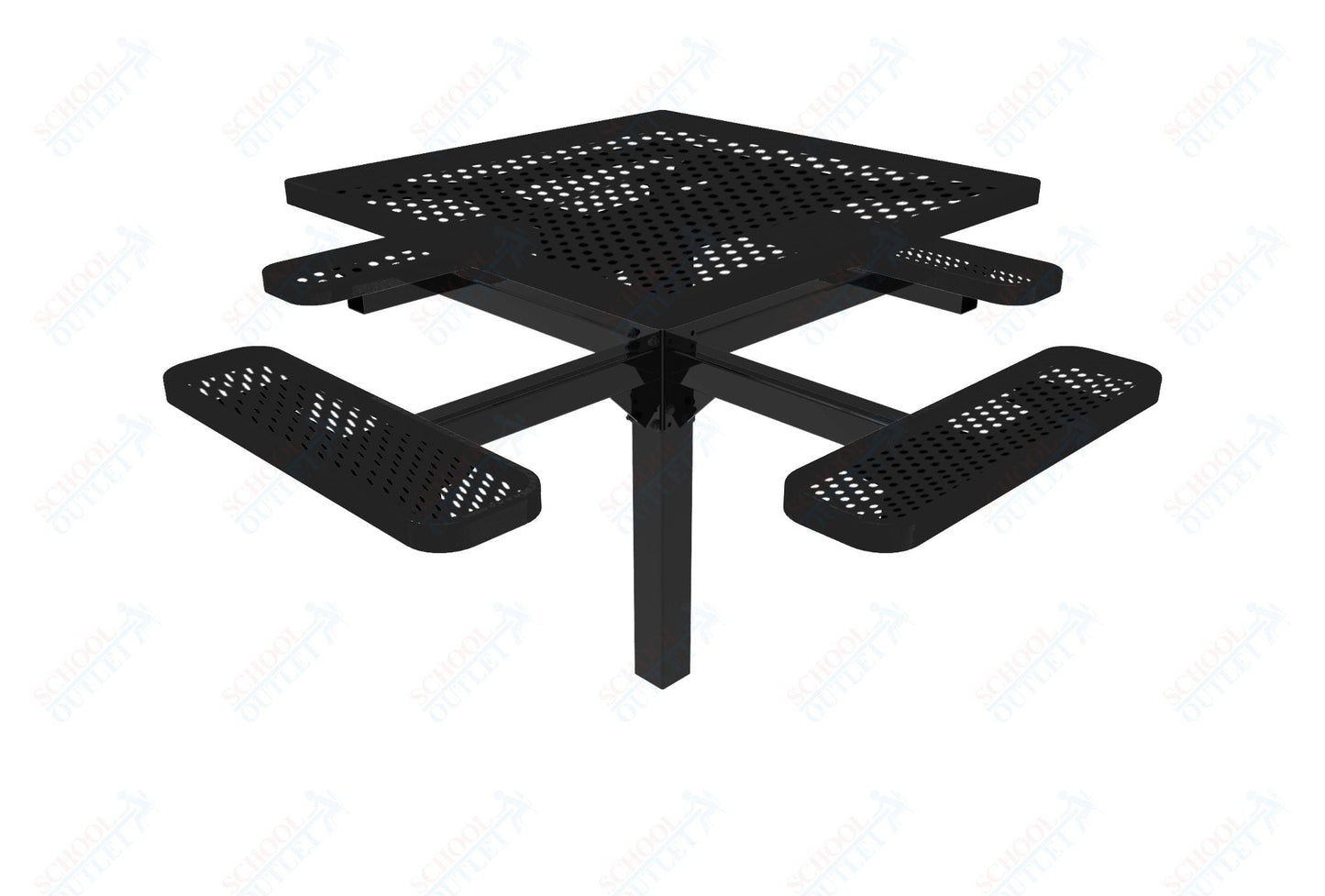 MyTcoat MYT - TSQ46 - 12 46″ Square Pedestal Picnic Table With Inground Mount (76"W x 76"D x 30"H) - SchoolOutlet