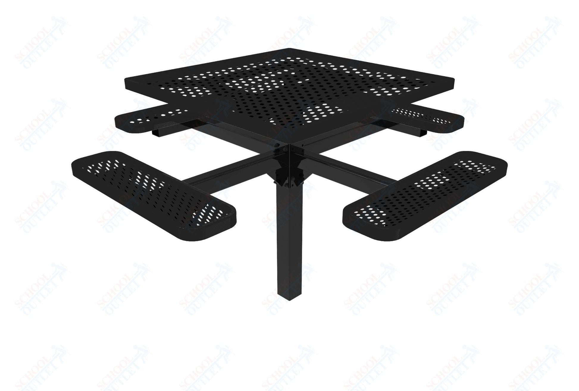 MyTcoat MYT - TSQ46 - 12 46″ Square Pedestal Picnic Table With Inground Mount (76"W x 76"D x 30"H) - SchoolOutlet