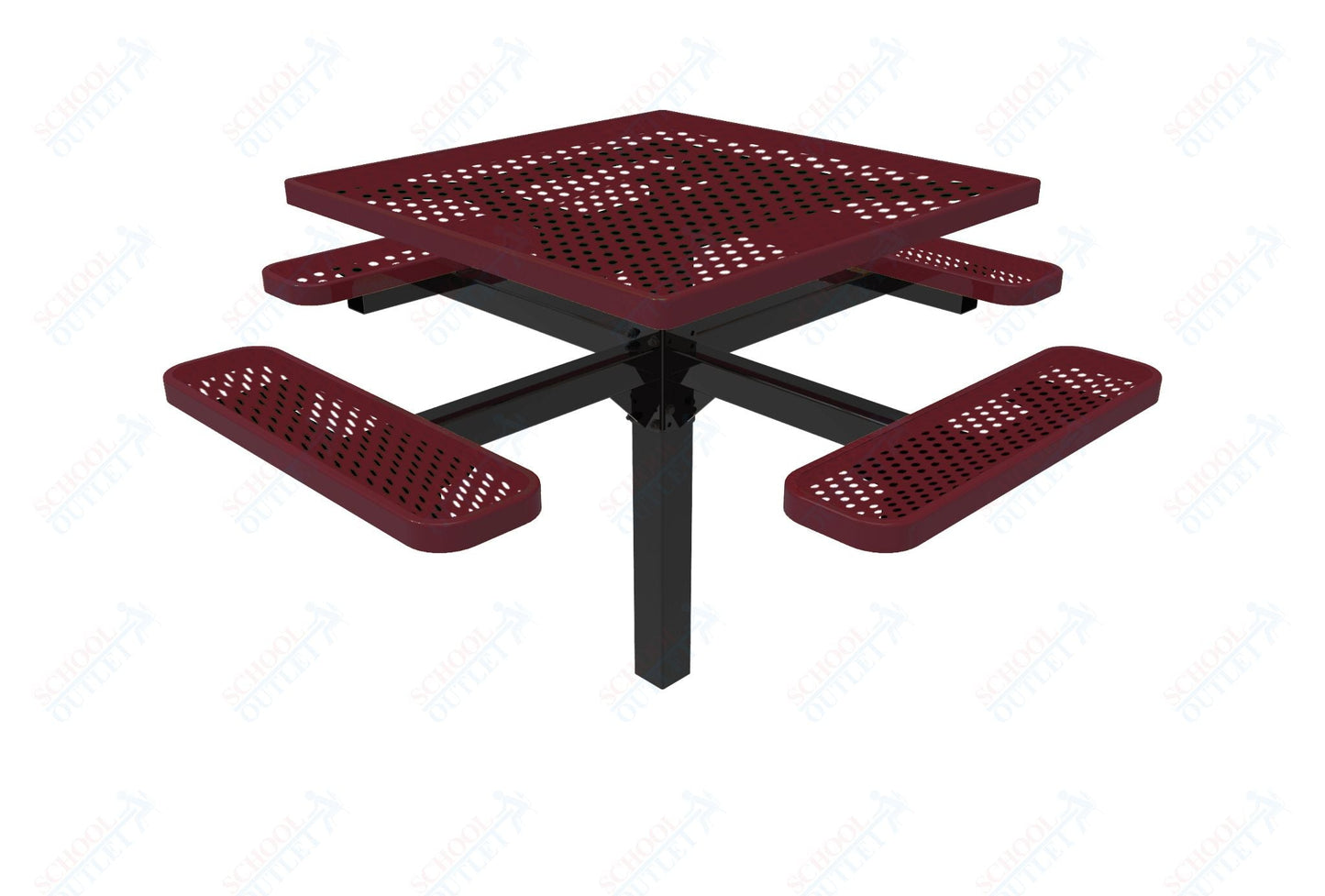 MyTcoat MYT - TSQ46 - 12 46″ Square Pedestal Picnic Table With Inground Mount (76"W x 76"D x 30"H) - SchoolOutlet