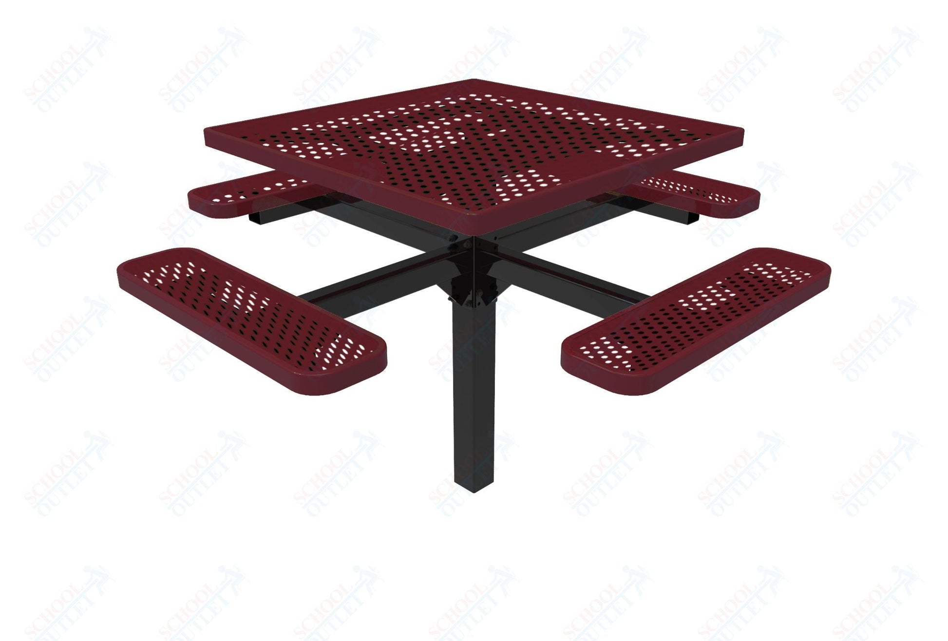 MyTcoat MYT - TSQ46 - 12 46″ Square Pedestal Picnic Table With Inground Mount (76"W x 76"D x 30"H) - SchoolOutlet