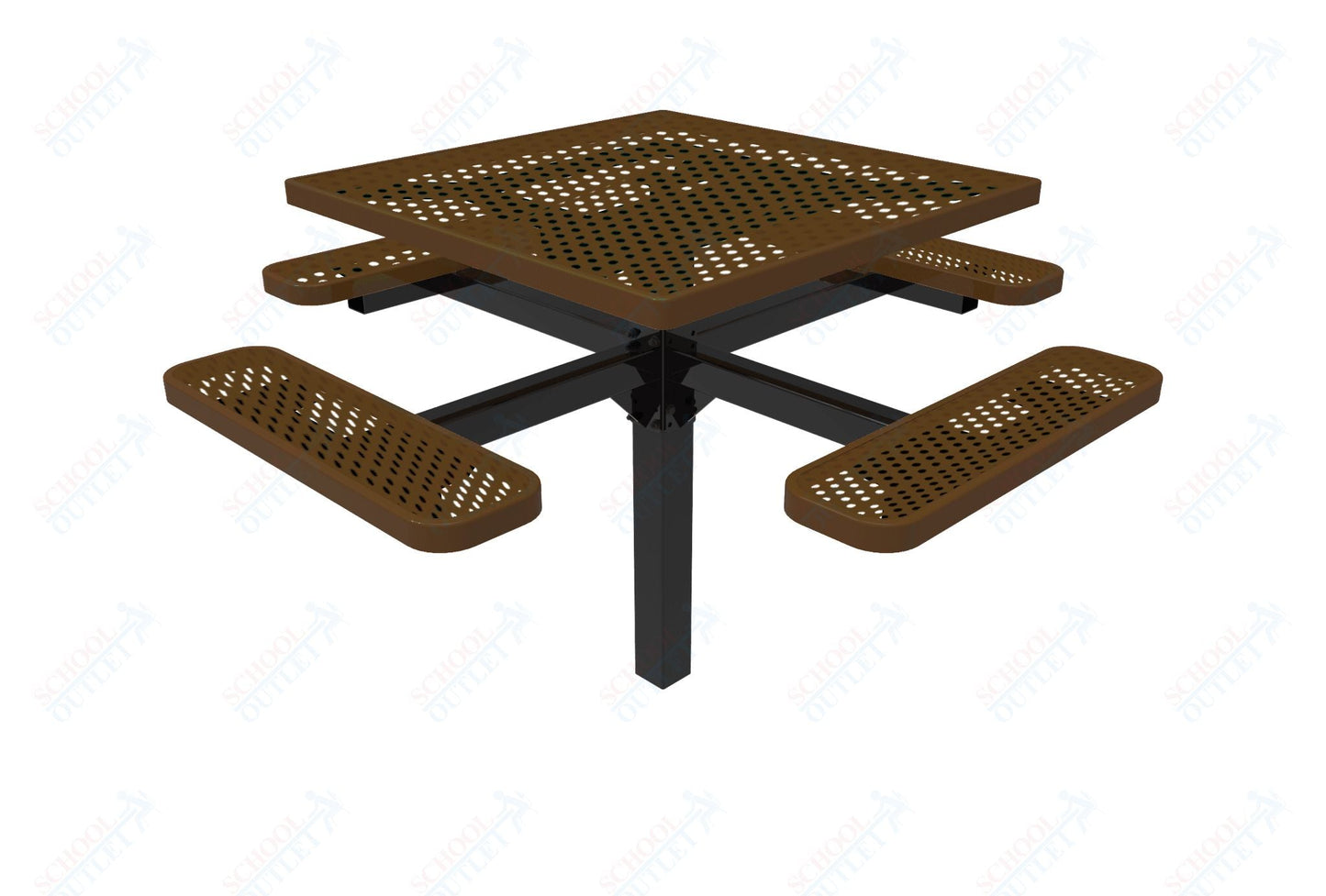 MyTcoat MYT - TSQ46 - 12 46″ Square Pedestal Picnic Table With Inground Mount (76"W x 76"D x 30"H) - SchoolOutlet