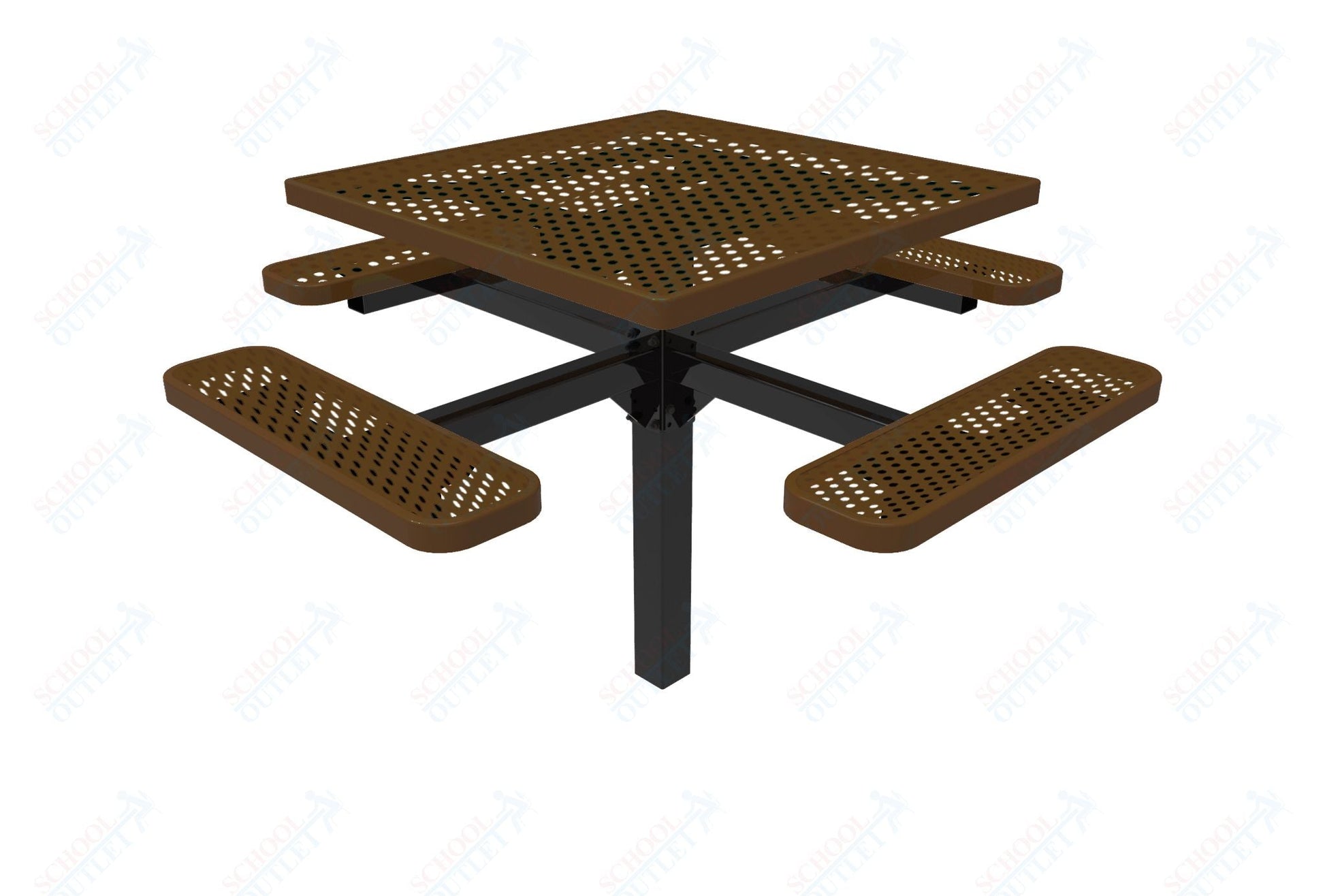 MyTcoat MYT - TSQ46 - 12 46″ Square Pedestal Picnic Table With Inground Mount (76"W x 76"D x 30"H) - SchoolOutlet