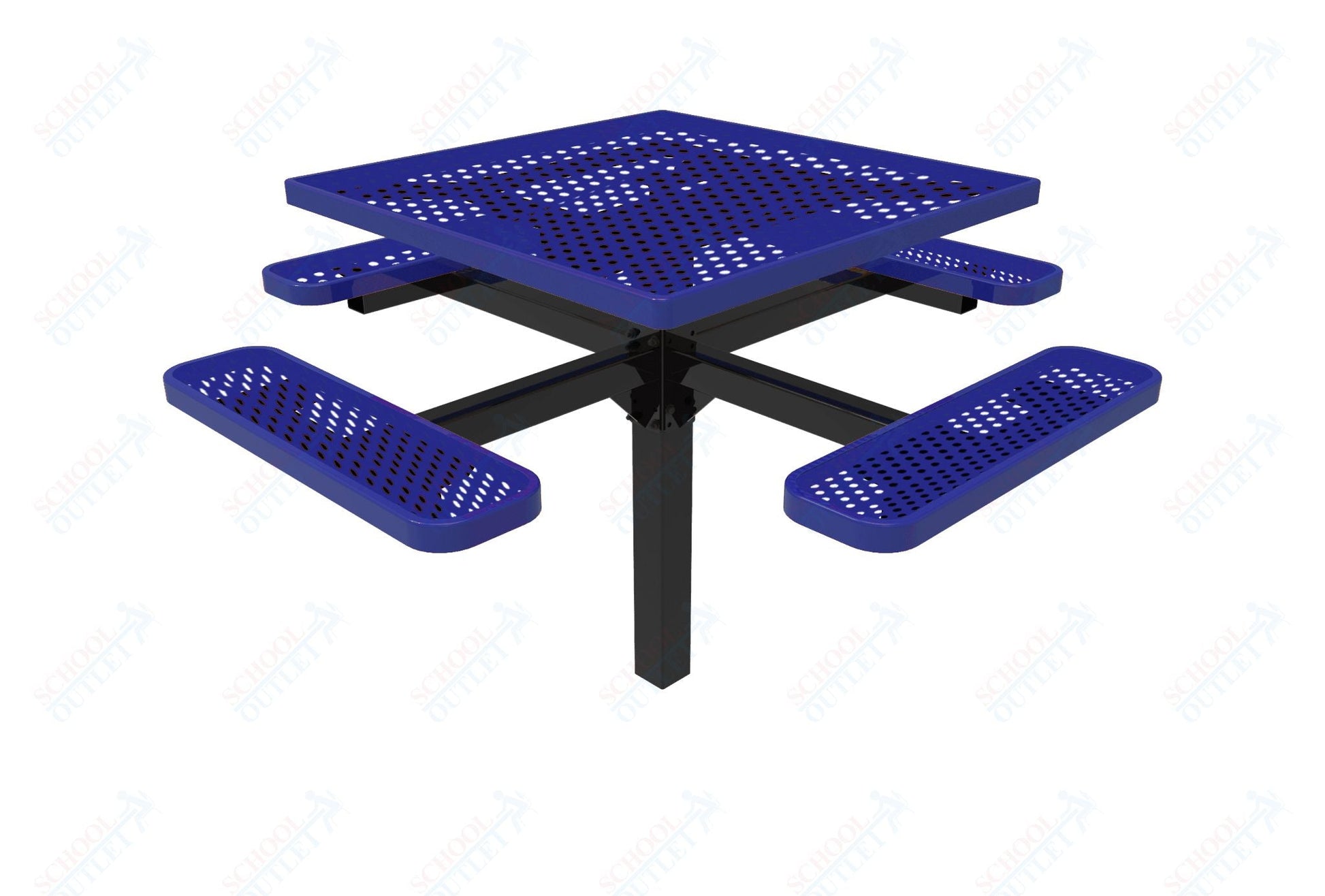 MyTcoat MYT - TSQ46 - 12 46″ Square Pedestal Picnic Table With Inground Mount (76"W x 76"D x 30"H) - SchoolOutlet
