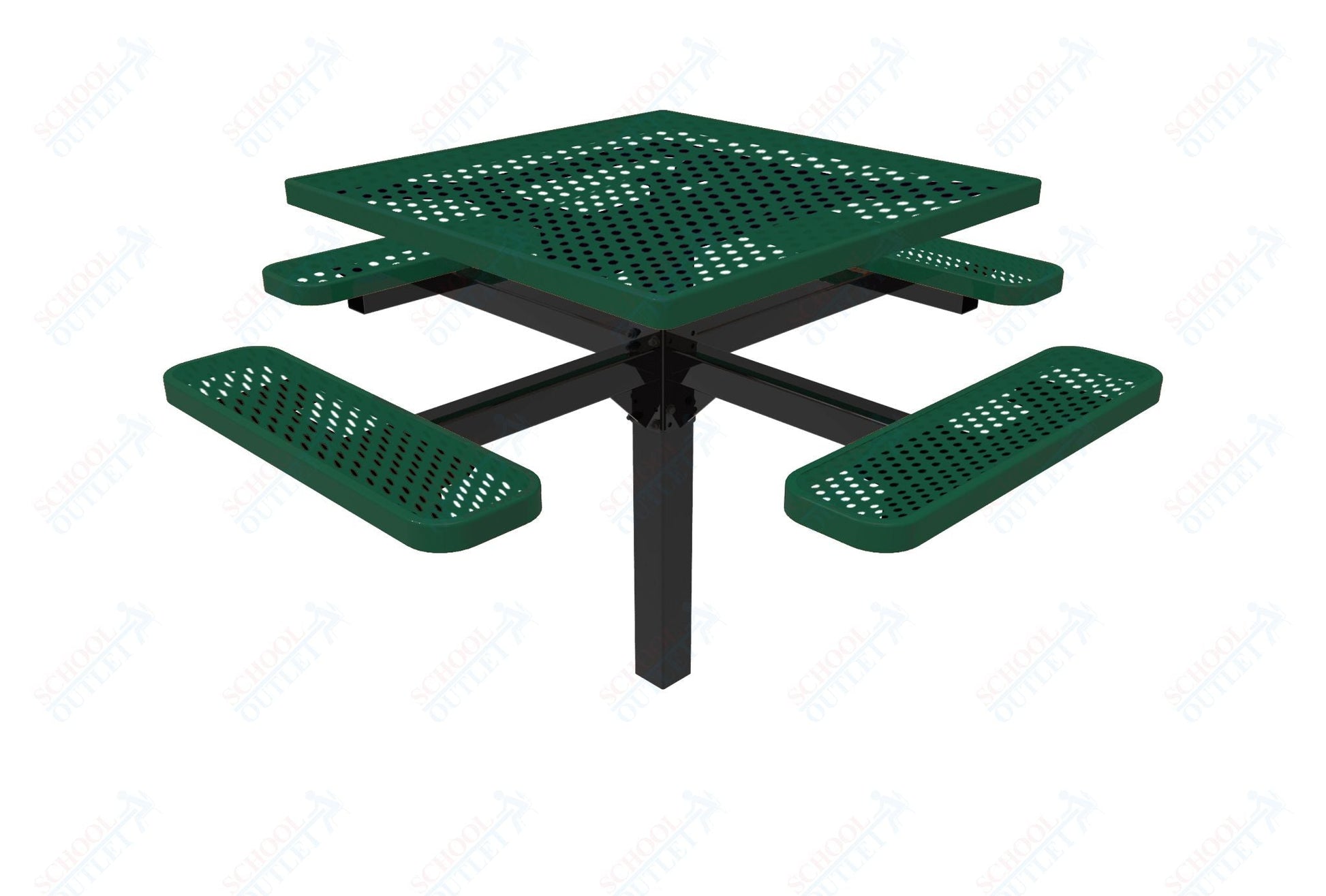 MyTcoat MYT - TSQ46 - 12 46″ Square Pedestal Picnic Table With Inground Mount (76"W x 76"D x 30"H) - SchoolOutlet