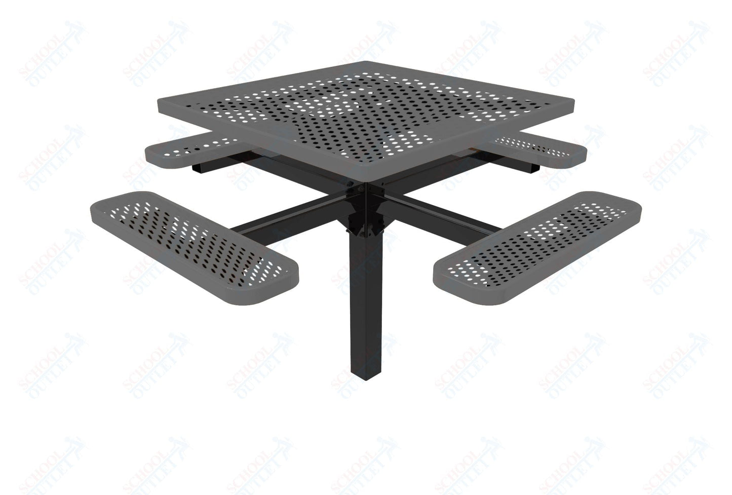 MyTcoat MYT - TSQ46 - 12 46″ Square Pedestal Picnic Table With Inground Mount (76"W x 76"D x 30"H) - SchoolOutlet