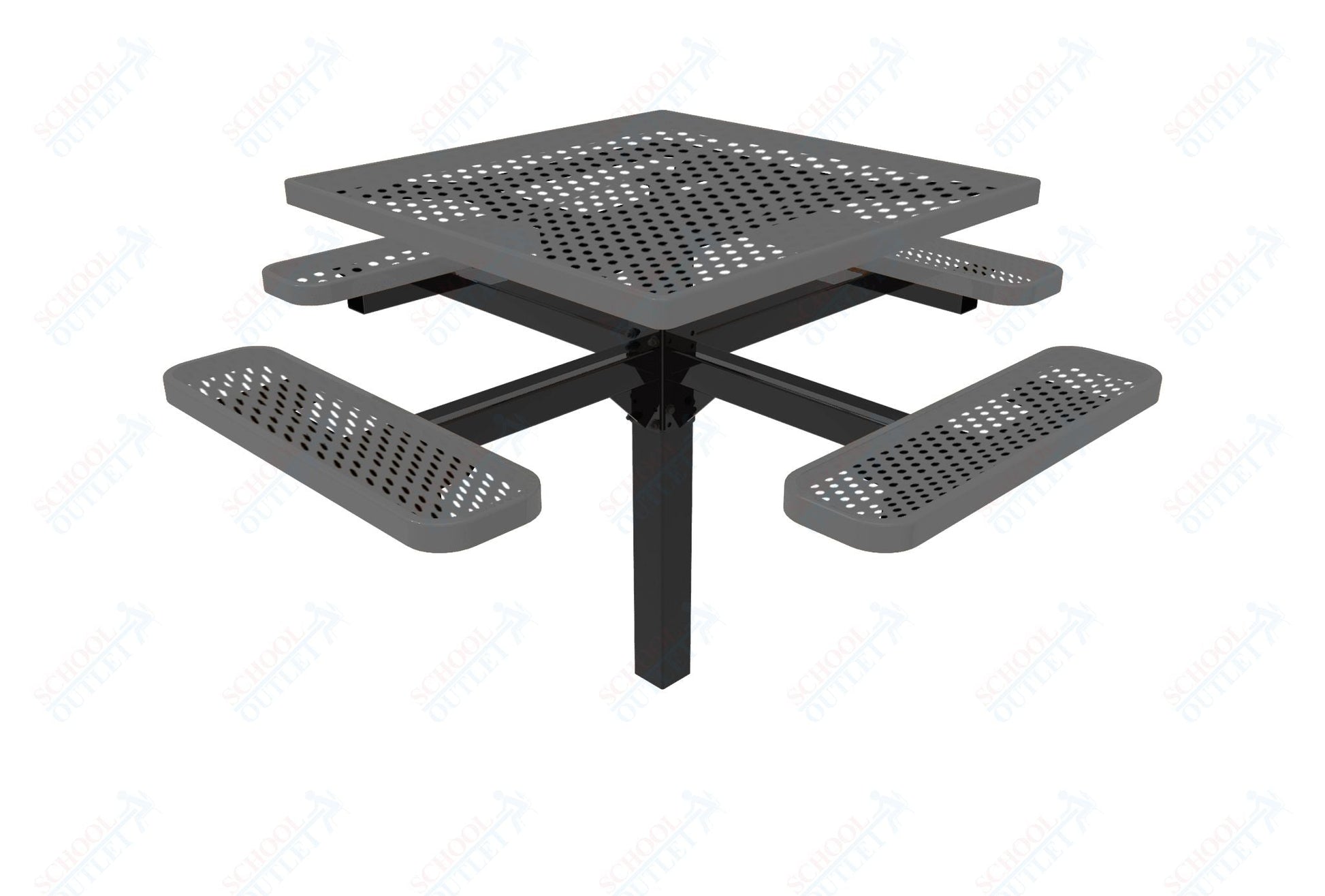 MyTcoat MYT - TSQ46 - 12 46″ Square Pedestal Picnic Table With Inground Mount (76"W x 76"D x 30"H) - SchoolOutlet